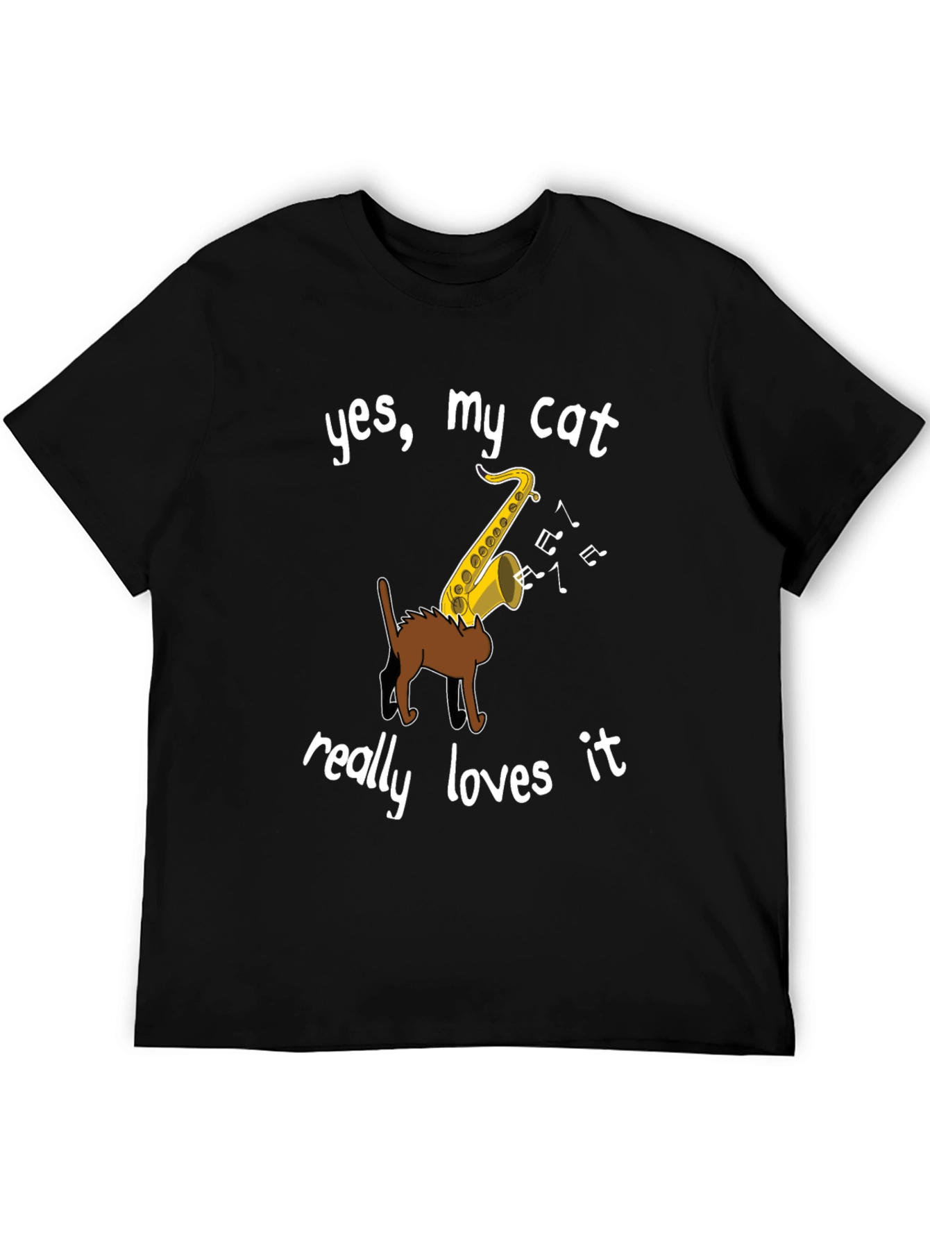 Cat Loves Saxophone Graphic Tee