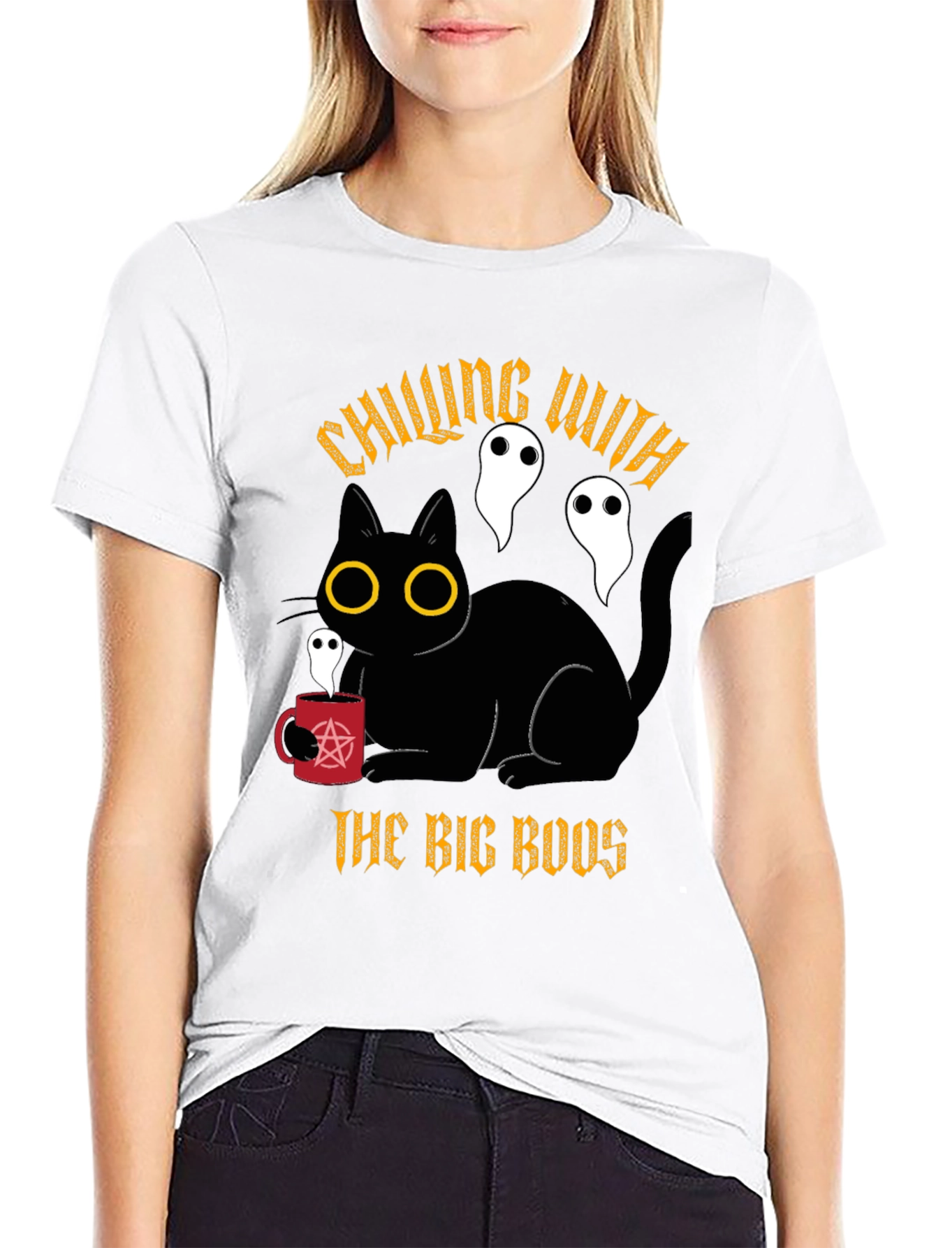 Chilling With The Big Boos Black Cat T-Shirt