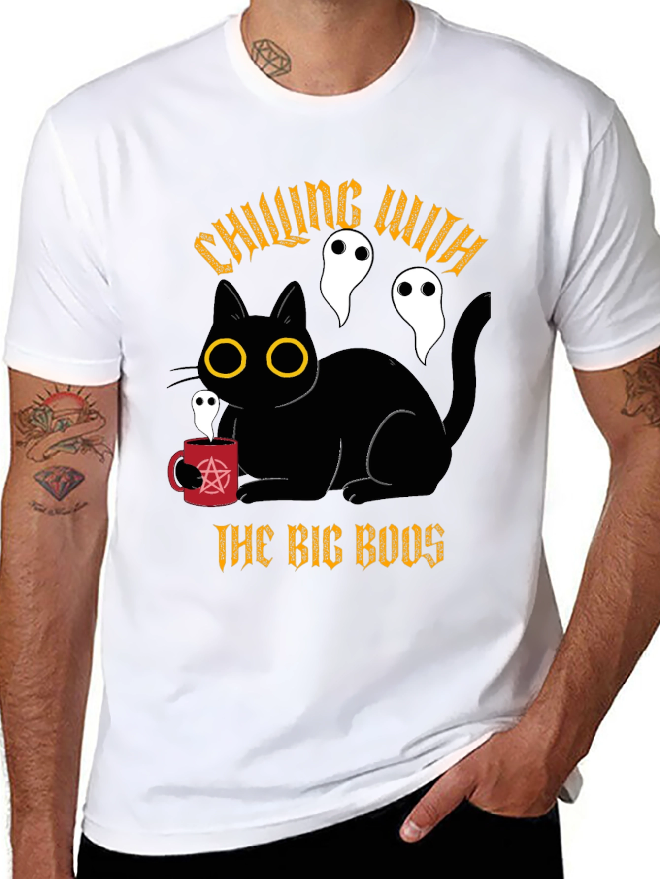 Chilling With The Big Boos Black Cat T-Shirt