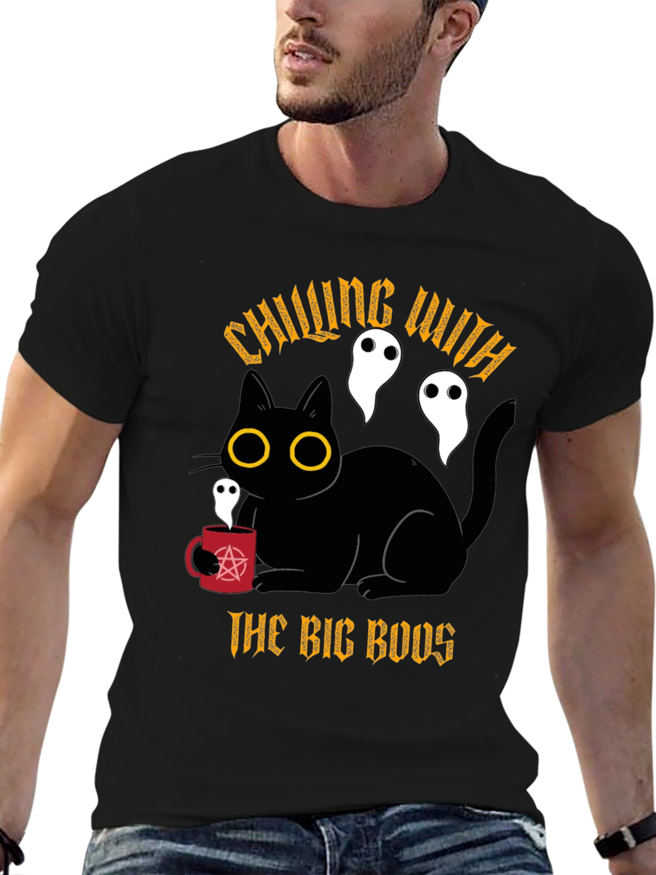 Chilling With The Big Boos Black Cat T-Shirt