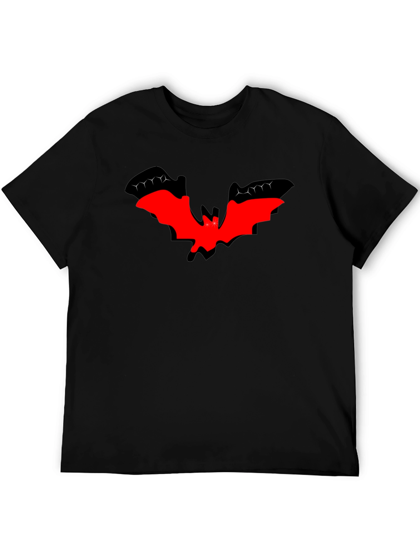 Red Bat Graphic Black T-Shirt - Halloween Style