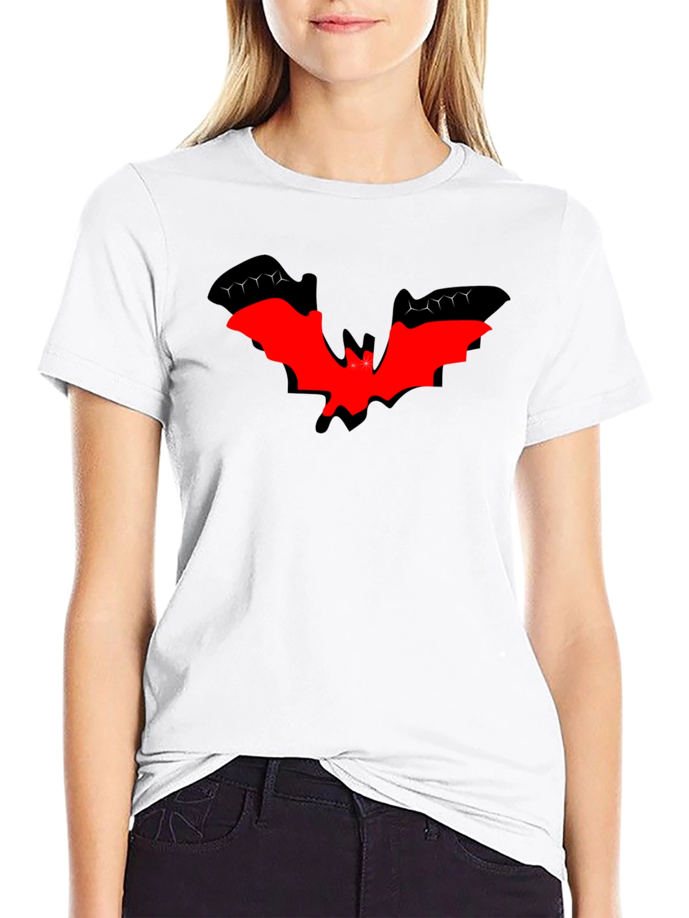 Red Bat Graphic Black T-Shirt - Halloween Style