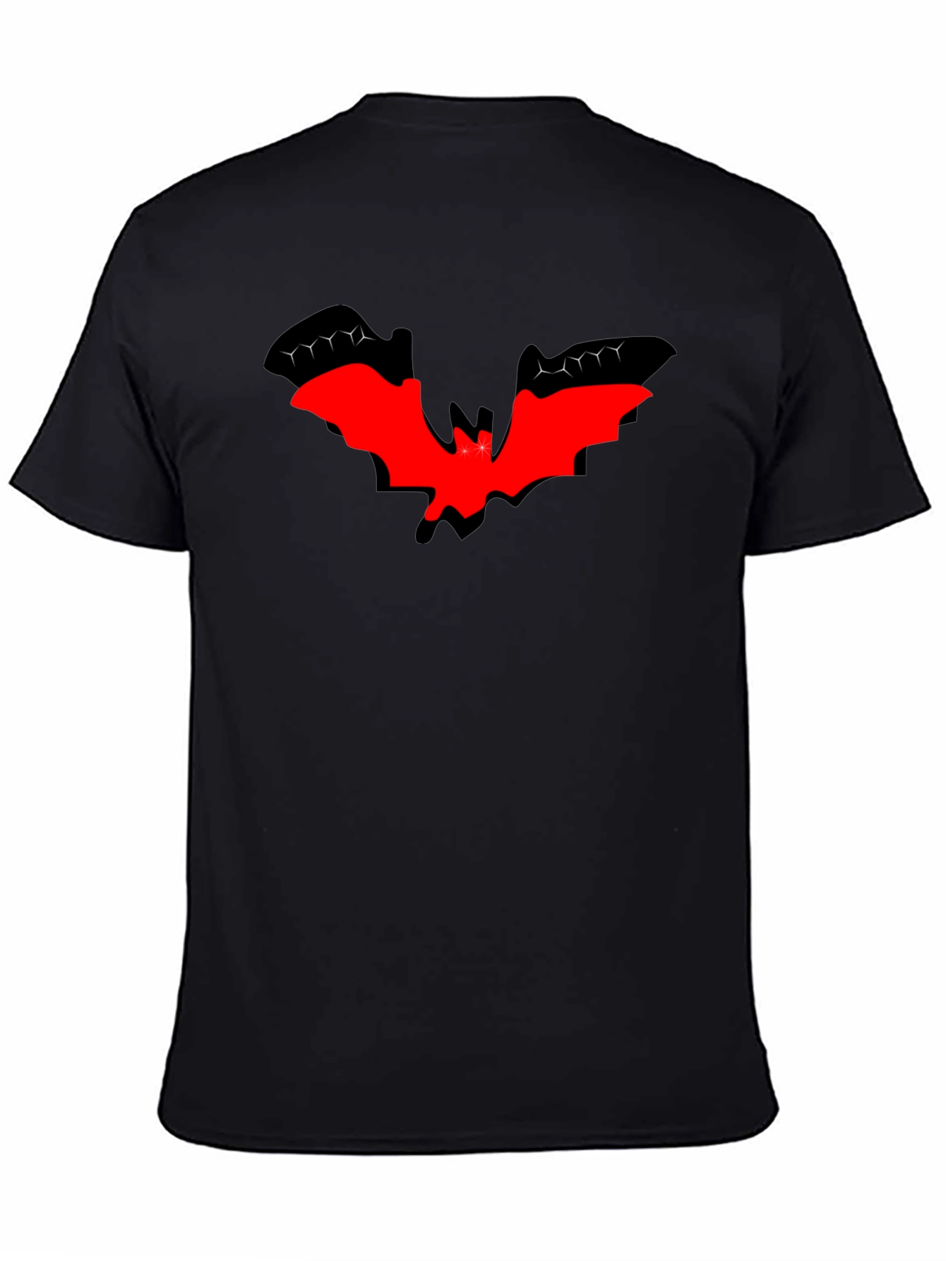 Red Bat Graphic Black T-Shirt - Halloween Style
