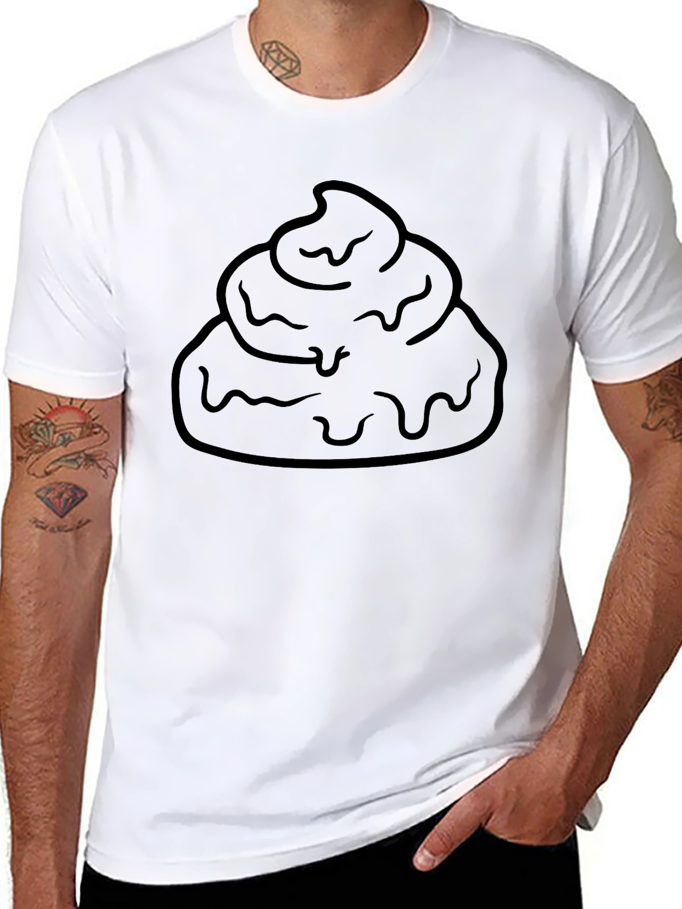Poop Emoji Graphic T-Shirt - Black Cotton Blend