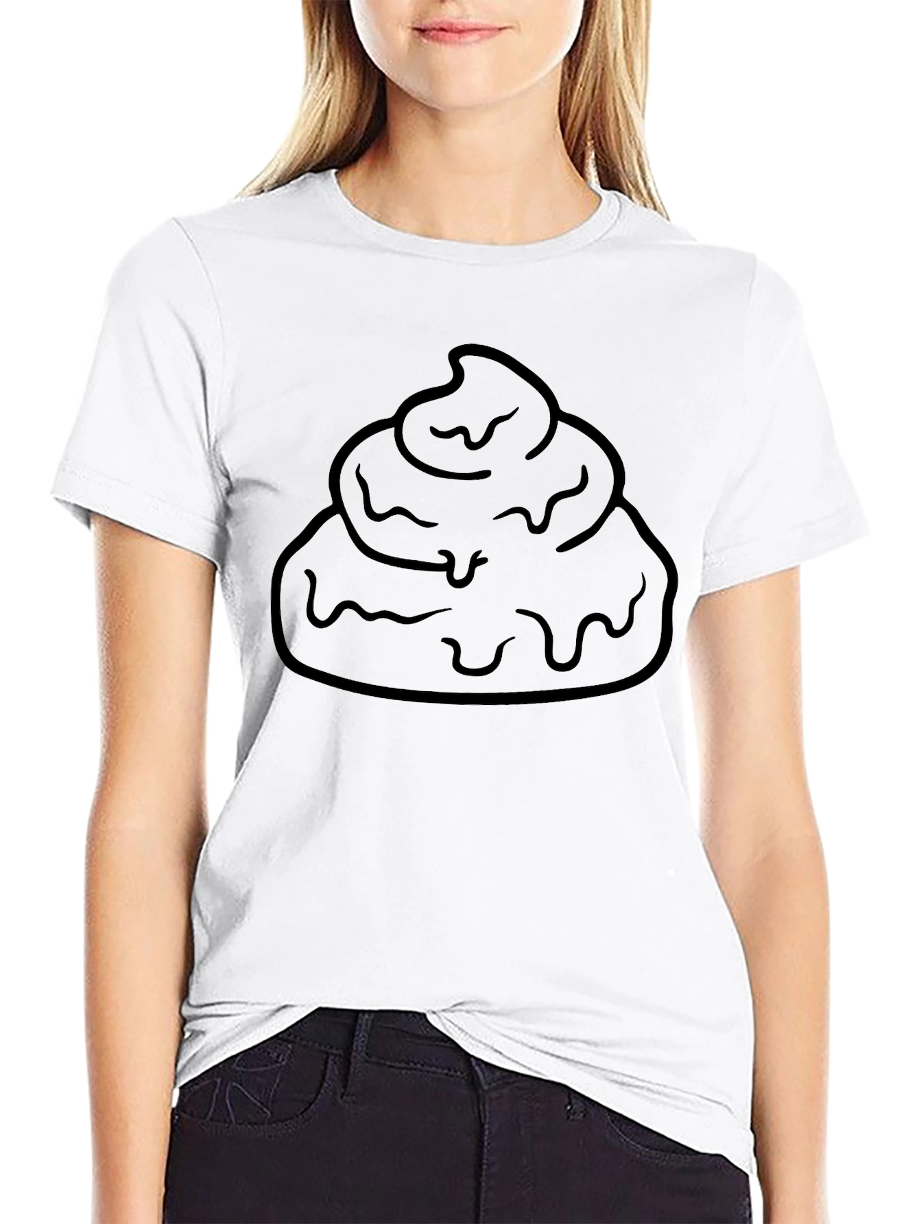 Poop Emoji Graphic T-Shirt - Black Cotton Blend