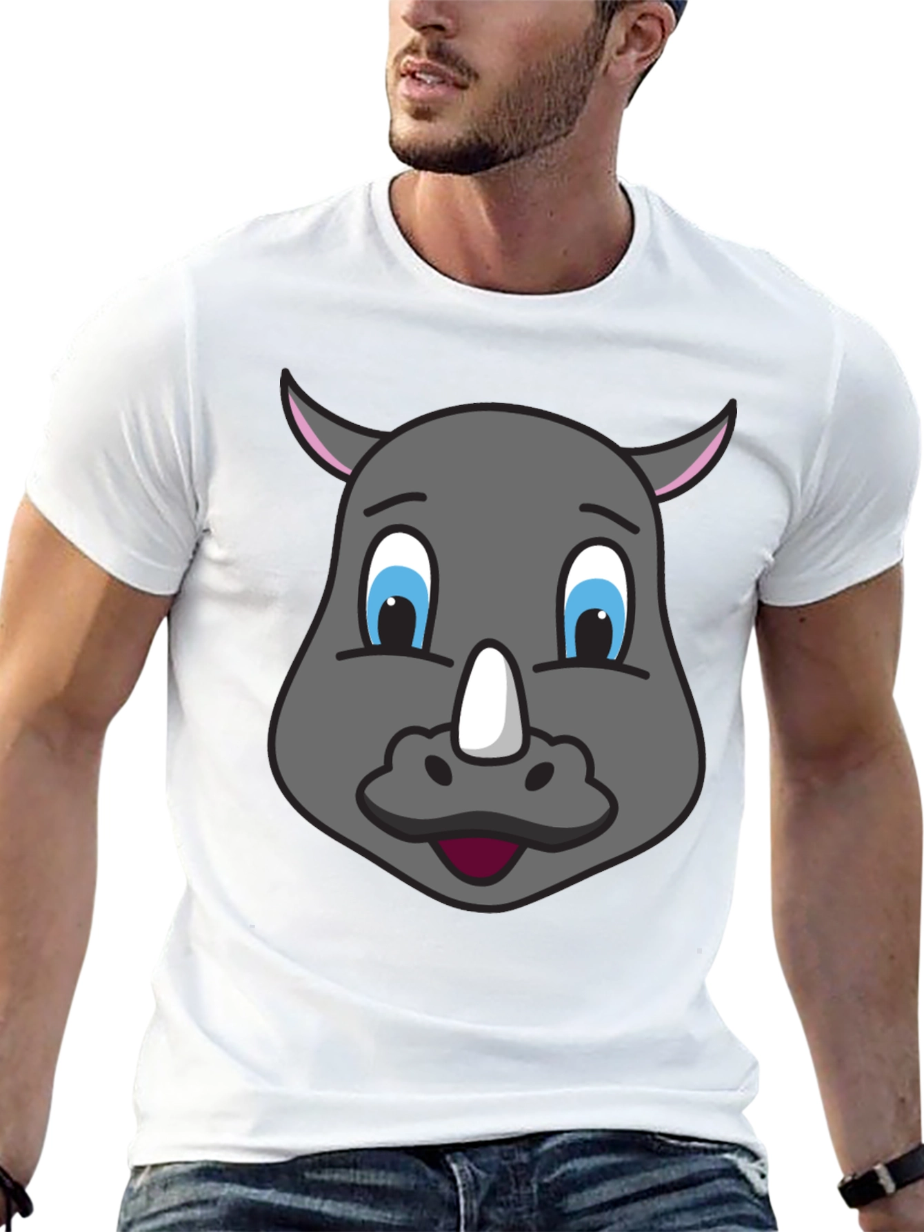 Cartoon Rhino T-Shirt - Unique Graphic Tee