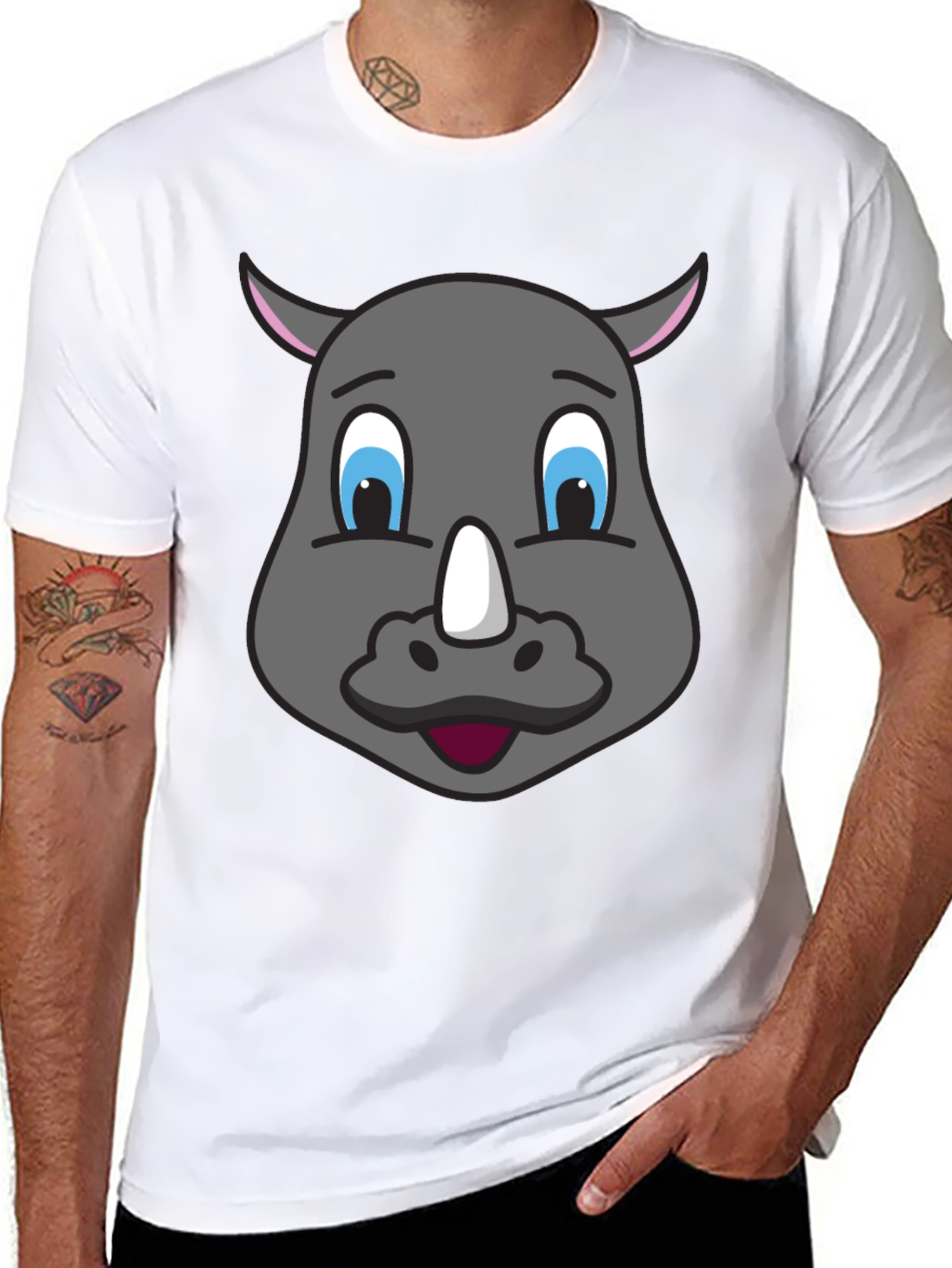 Cartoon Rhino T-Shirt - Unique Graphic Tee