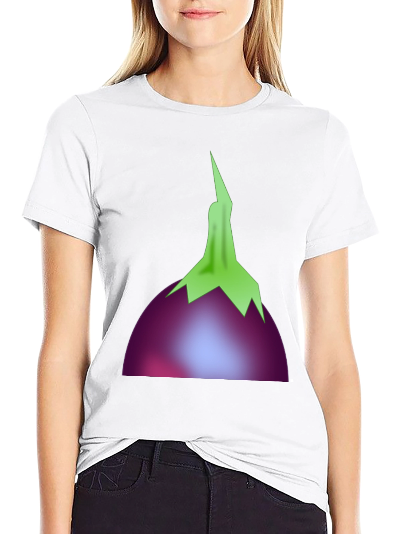 Eggplant Graphic T-Shirt - Casual Black Tee