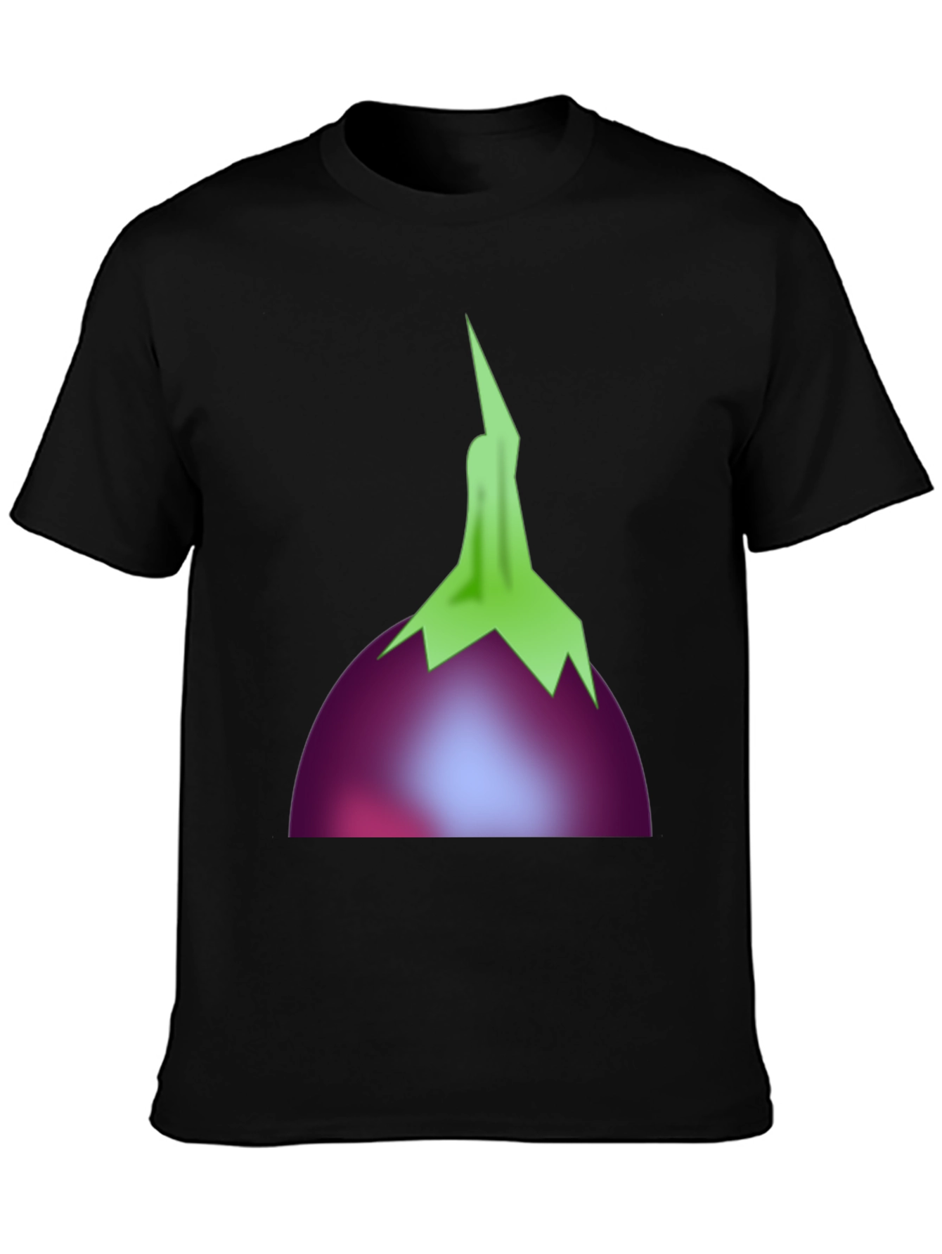 Eggplant Graphic T-Shirt - Casual Black Tee