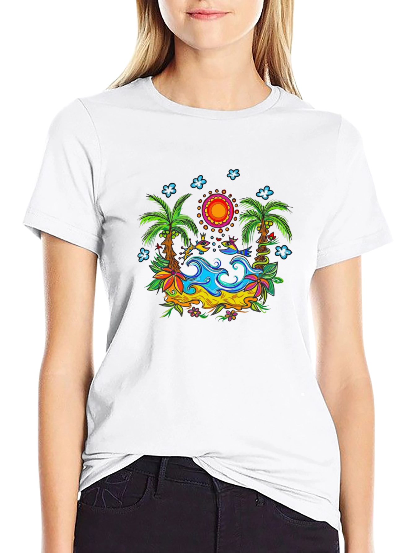 Tropical Island T-Shirt - Vivid Graphic Print
