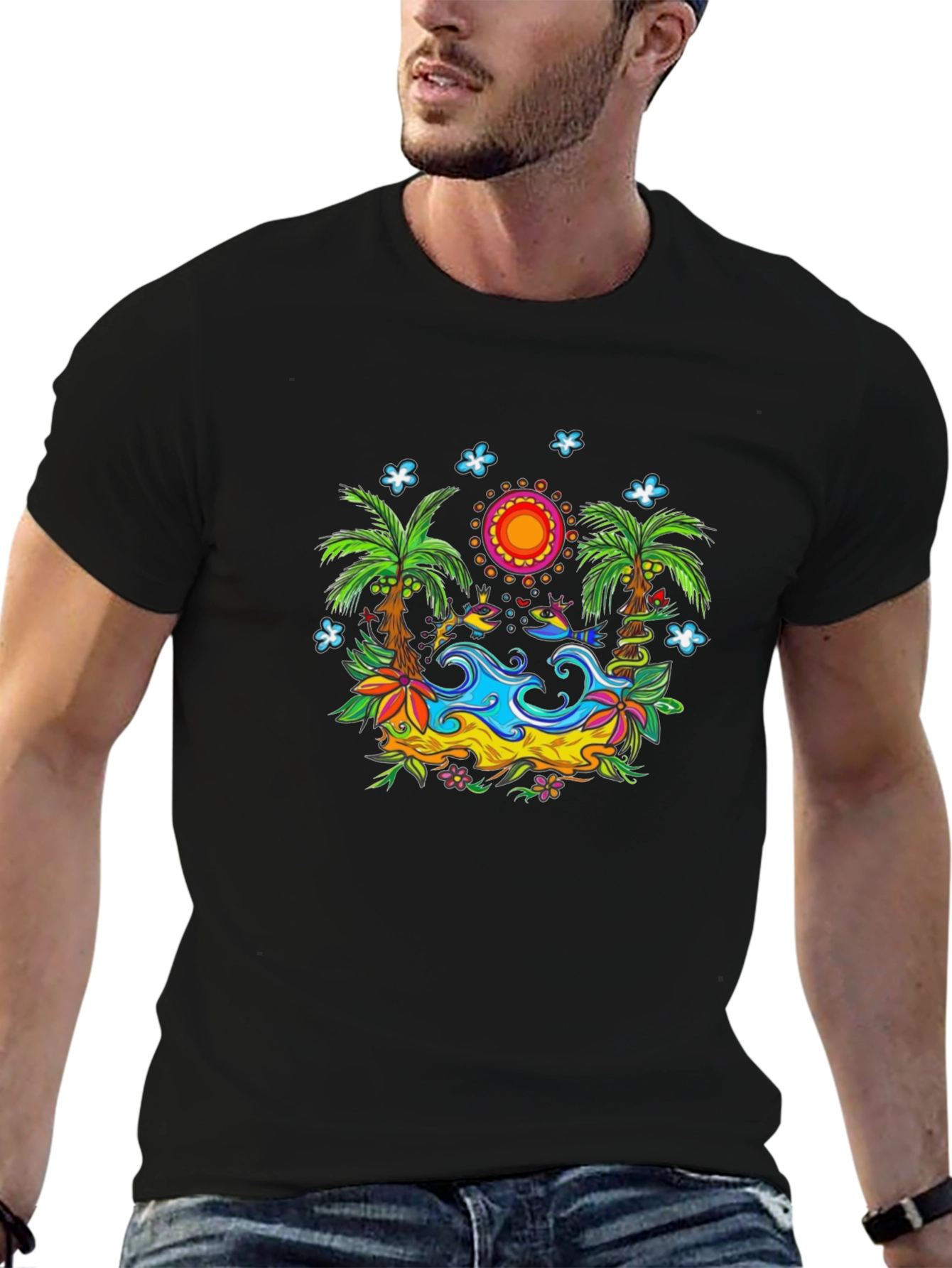 Tropical Island T-Shirt - Vivid Graphic Print