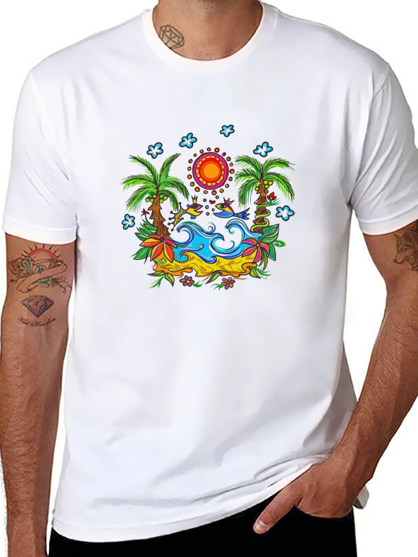 Tropical Island T-Shirt - Vivid Graphic Print