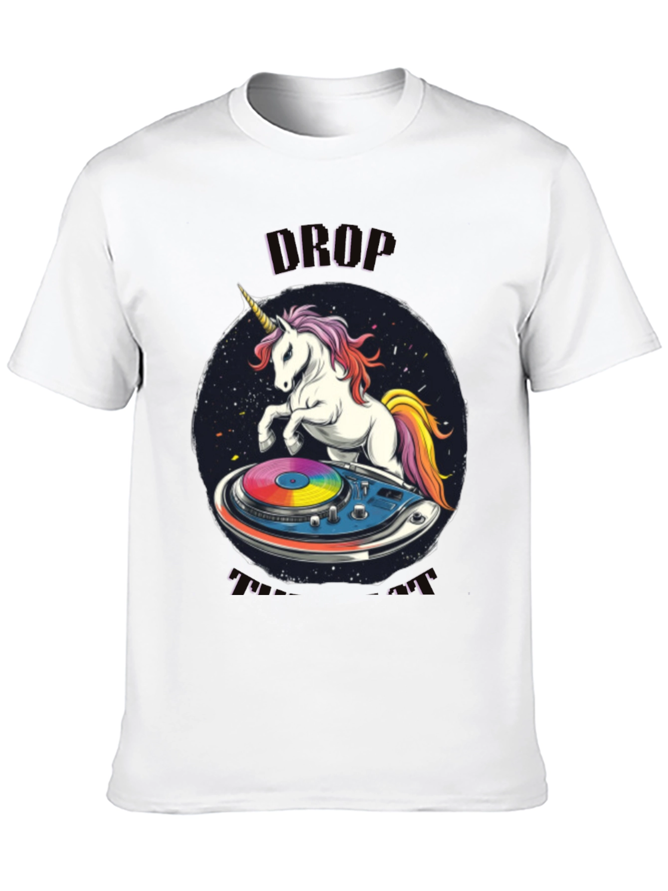 Unicorn DJ Graphic T-Shirt - Black
