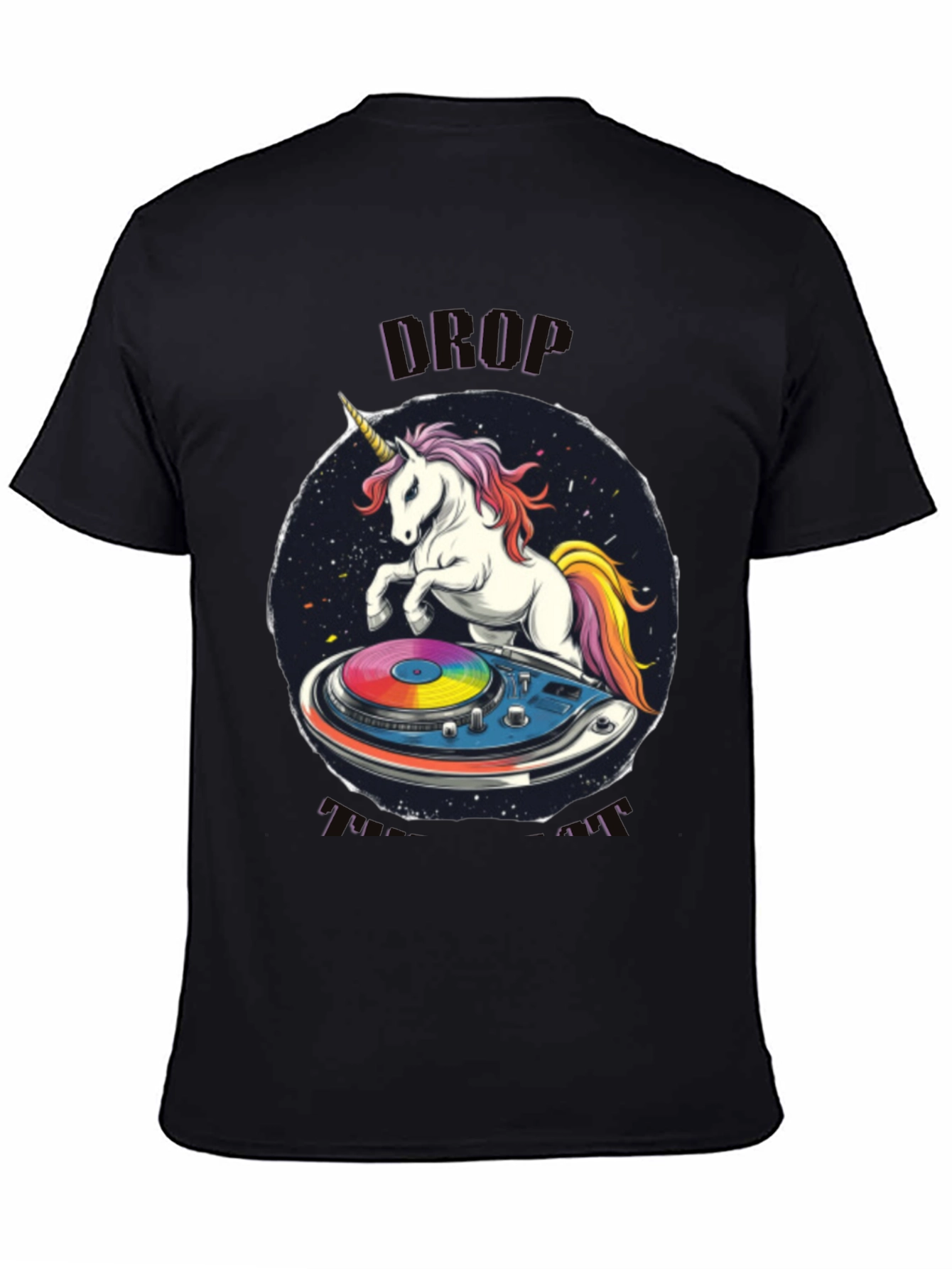 Unicorn DJ Graphic T-Shirt - Black