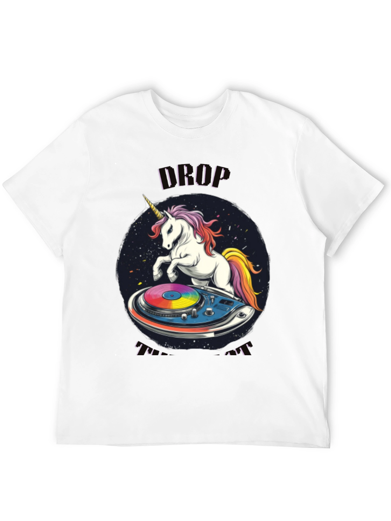Unicorn DJ Graphic T-Shirt - Black