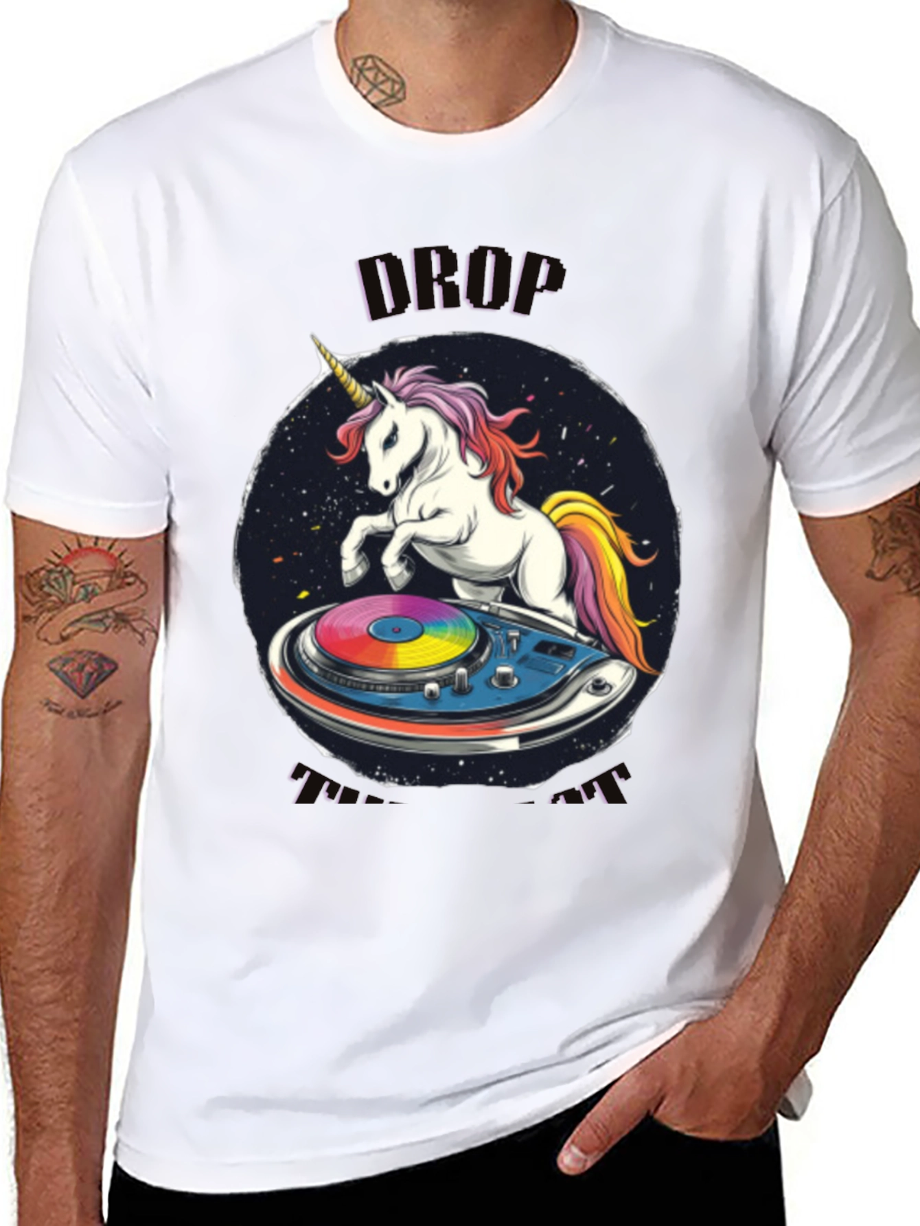 Unicorn DJ Graphic T-Shirt - Black