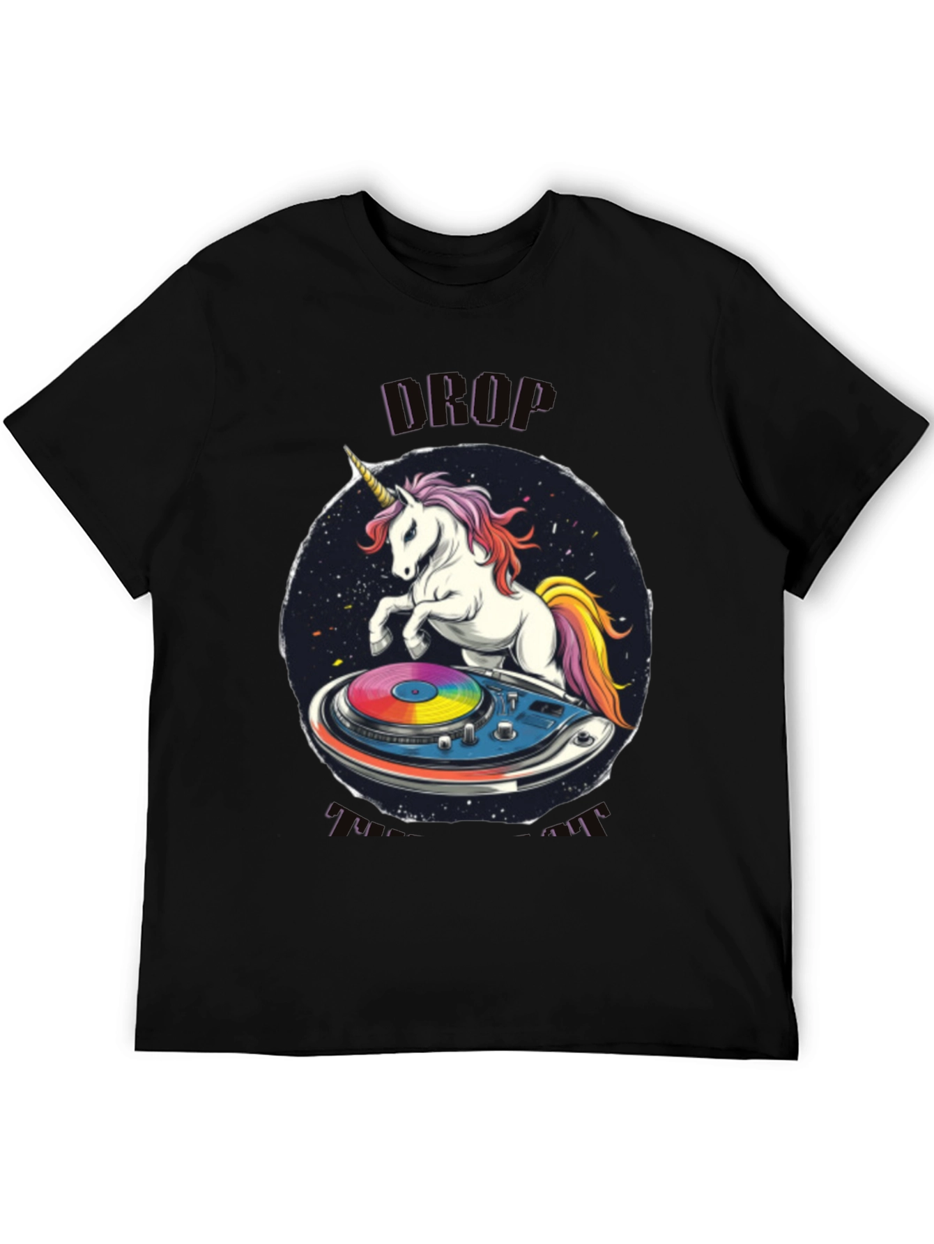 Unicorn DJ Graphic T-Shirt - Black