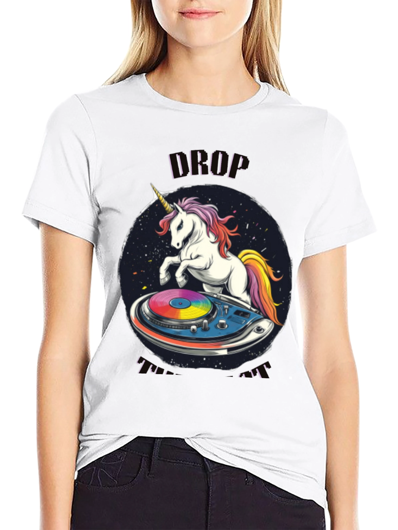 Unicorn DJ Graphic T-Shirt - Black