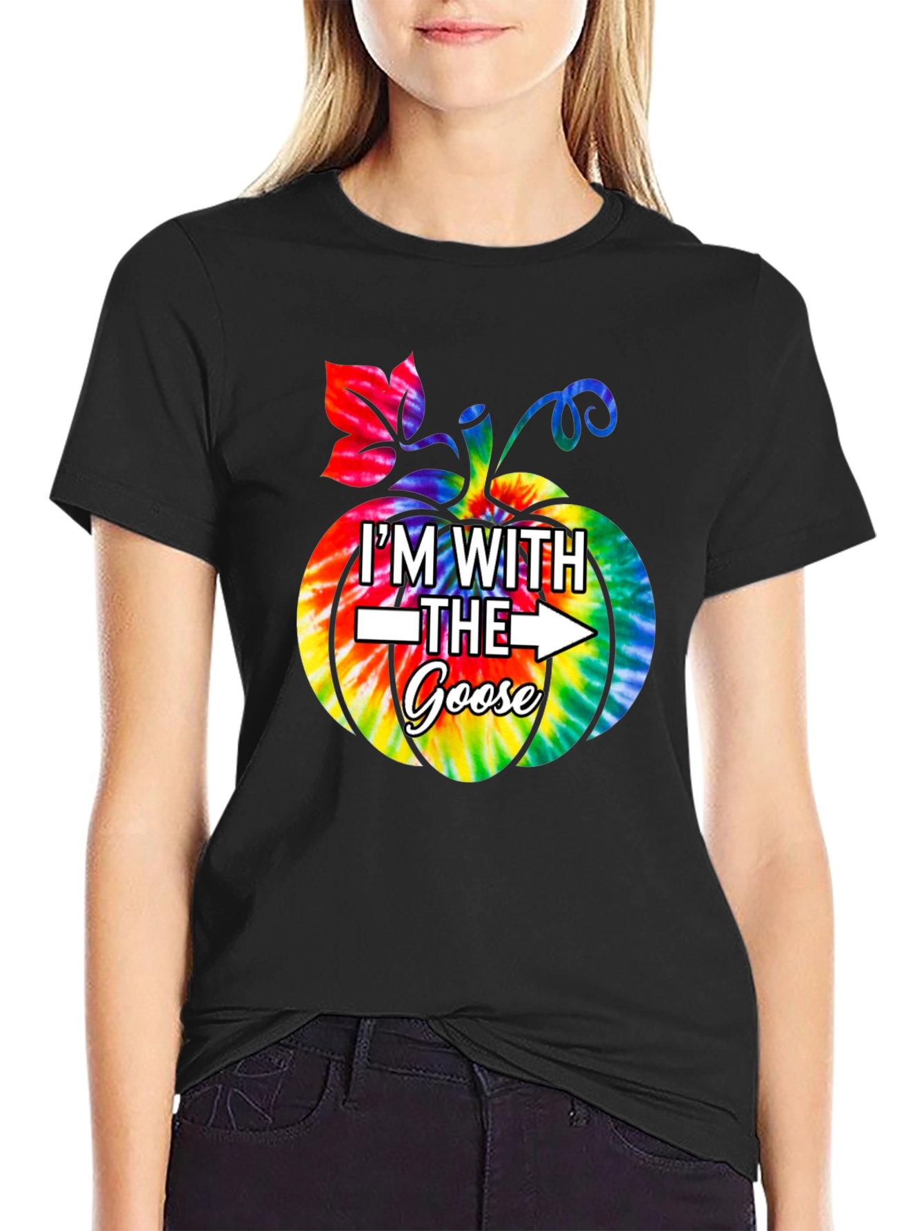 Im With the Goose T-Shirt Pumpkin Tie-Dye Funny Halloween