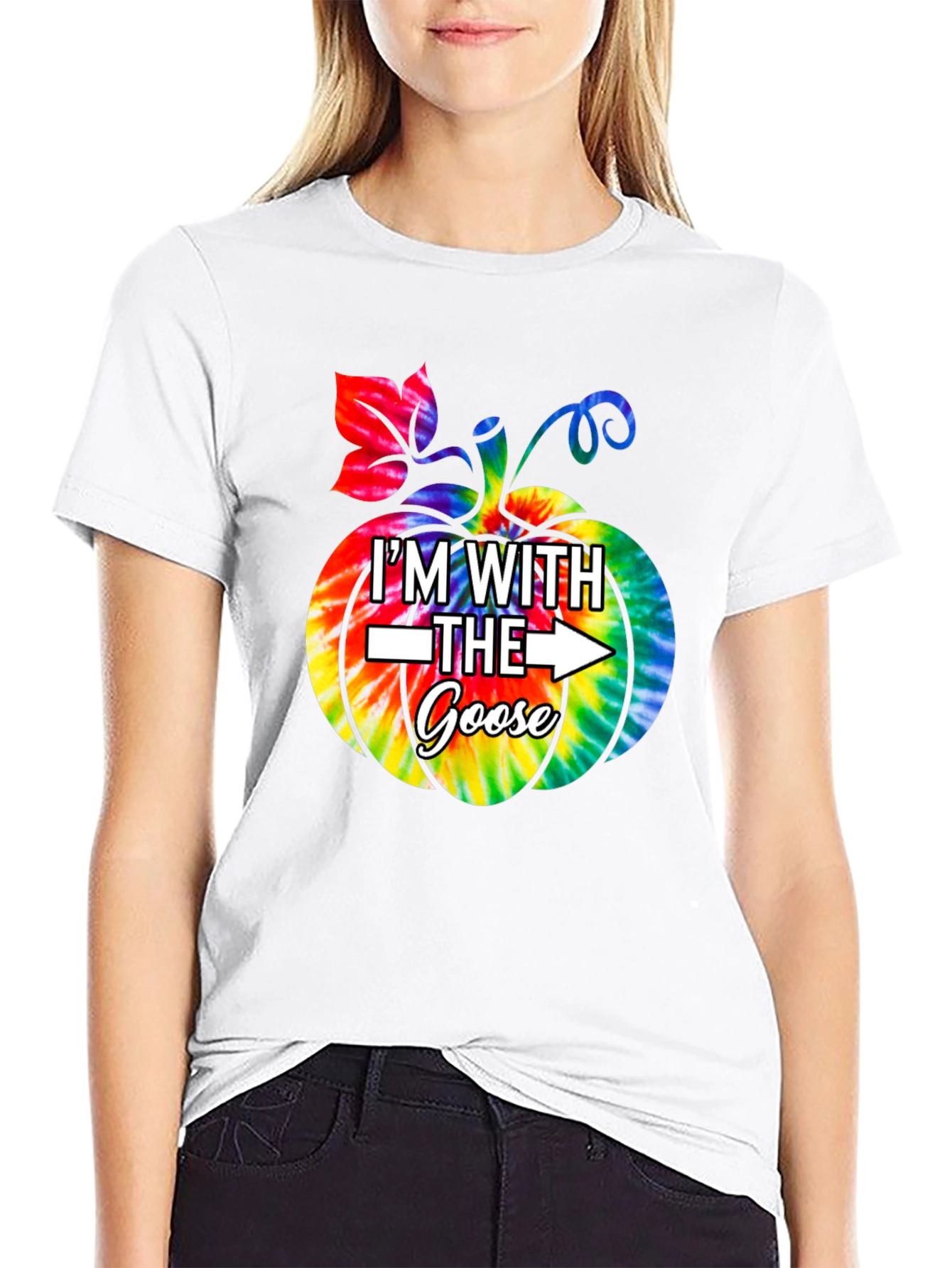 Im With the Goose T-Shirt Pumpkin Tie-Dye Funny Halloween