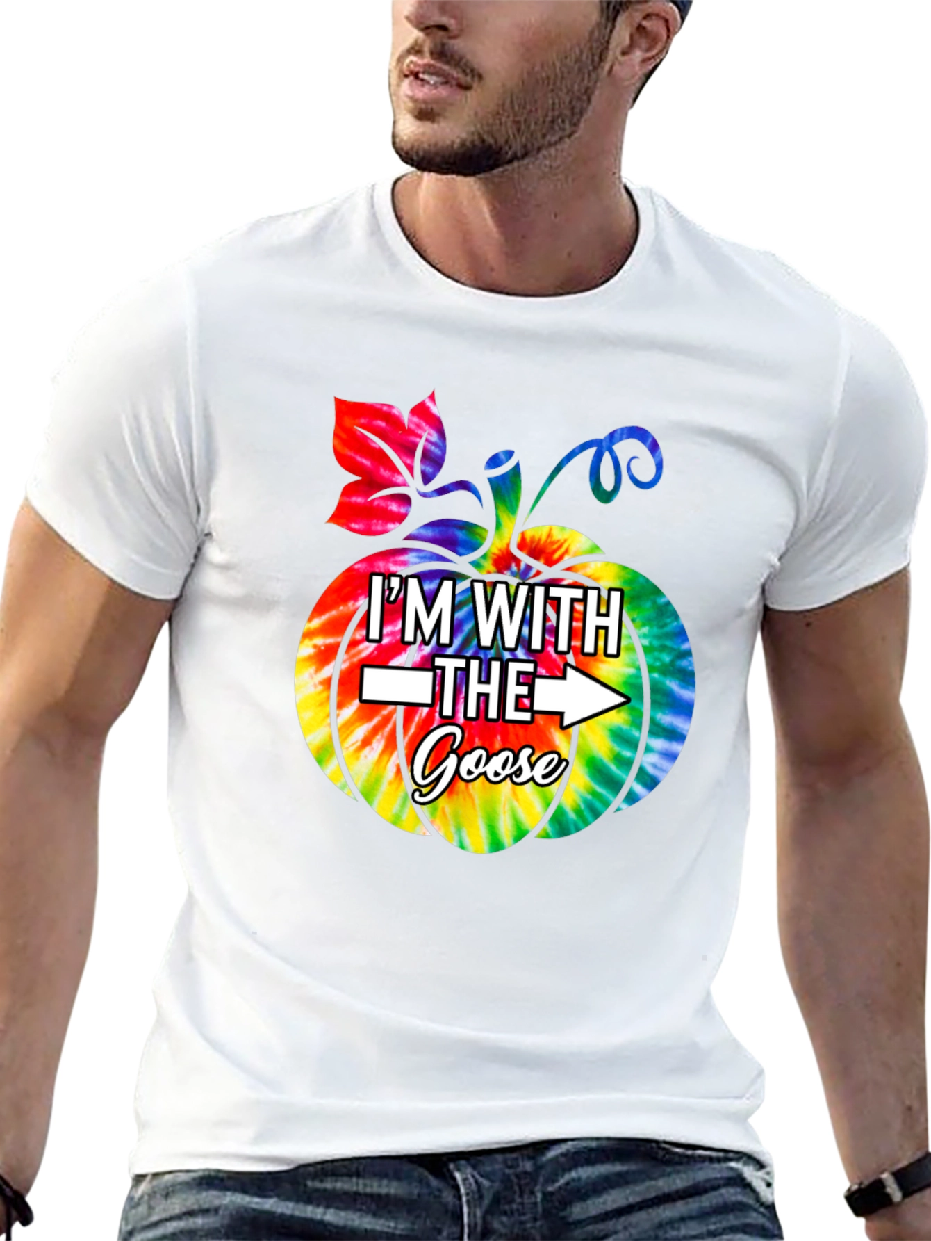 Im With the Goose T-Shirt Pumpkin Tie-Dye Funny Halloween