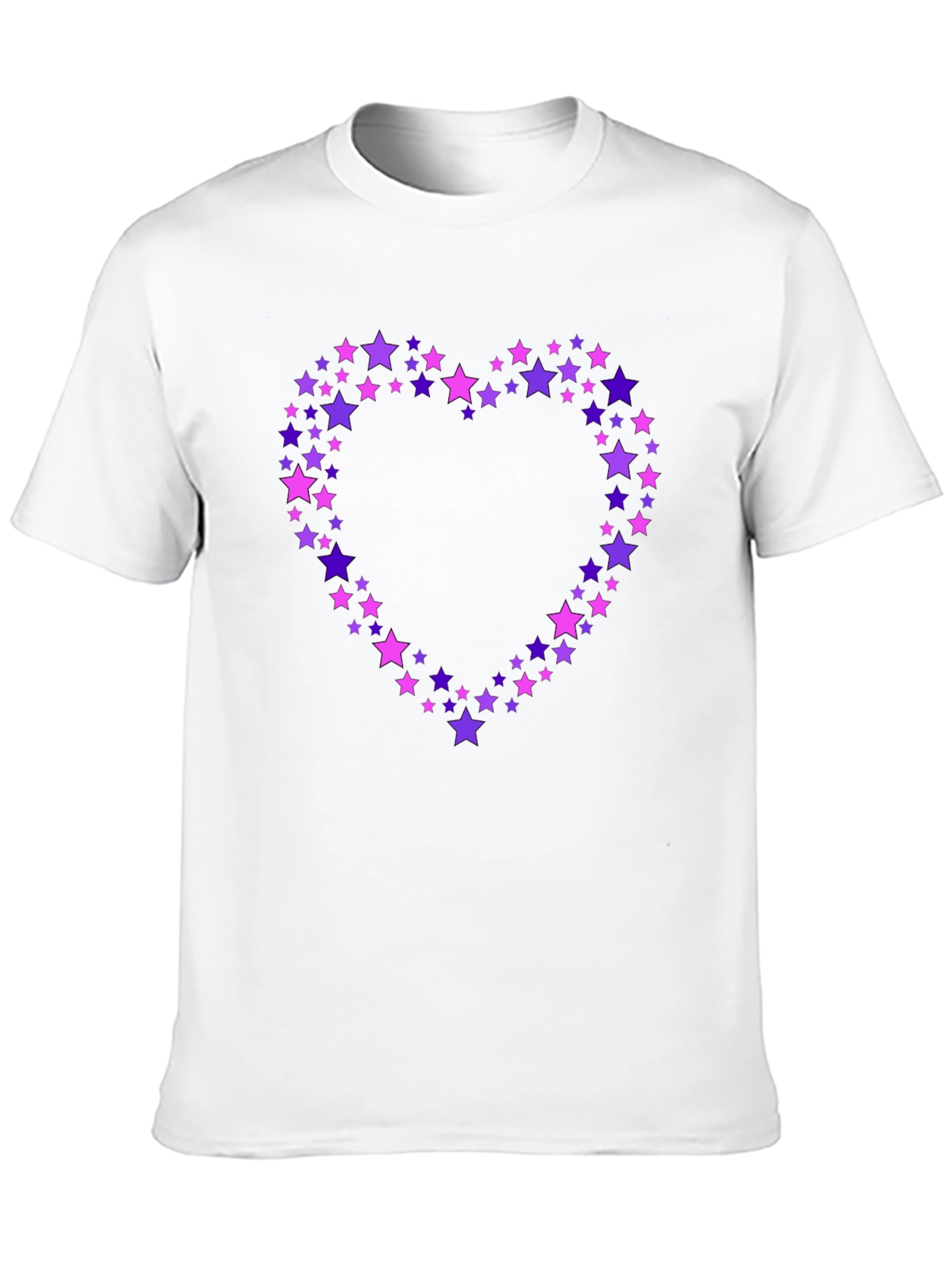Star Heart Tee - Black Crew Neck Cotton T-Shirt