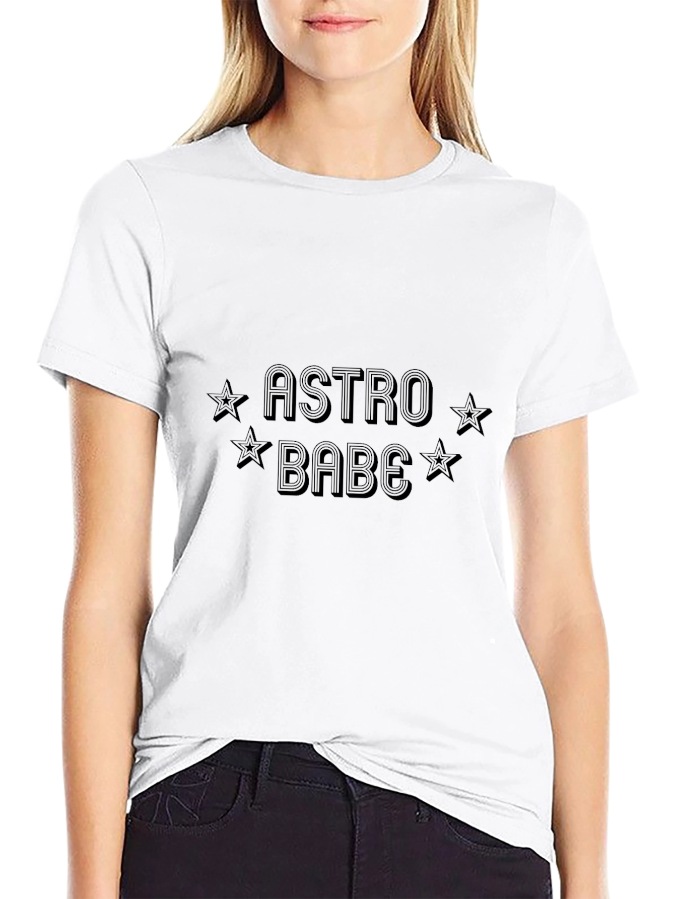 Astro Babe Graphic Tee - Black Cotton T-Shirt