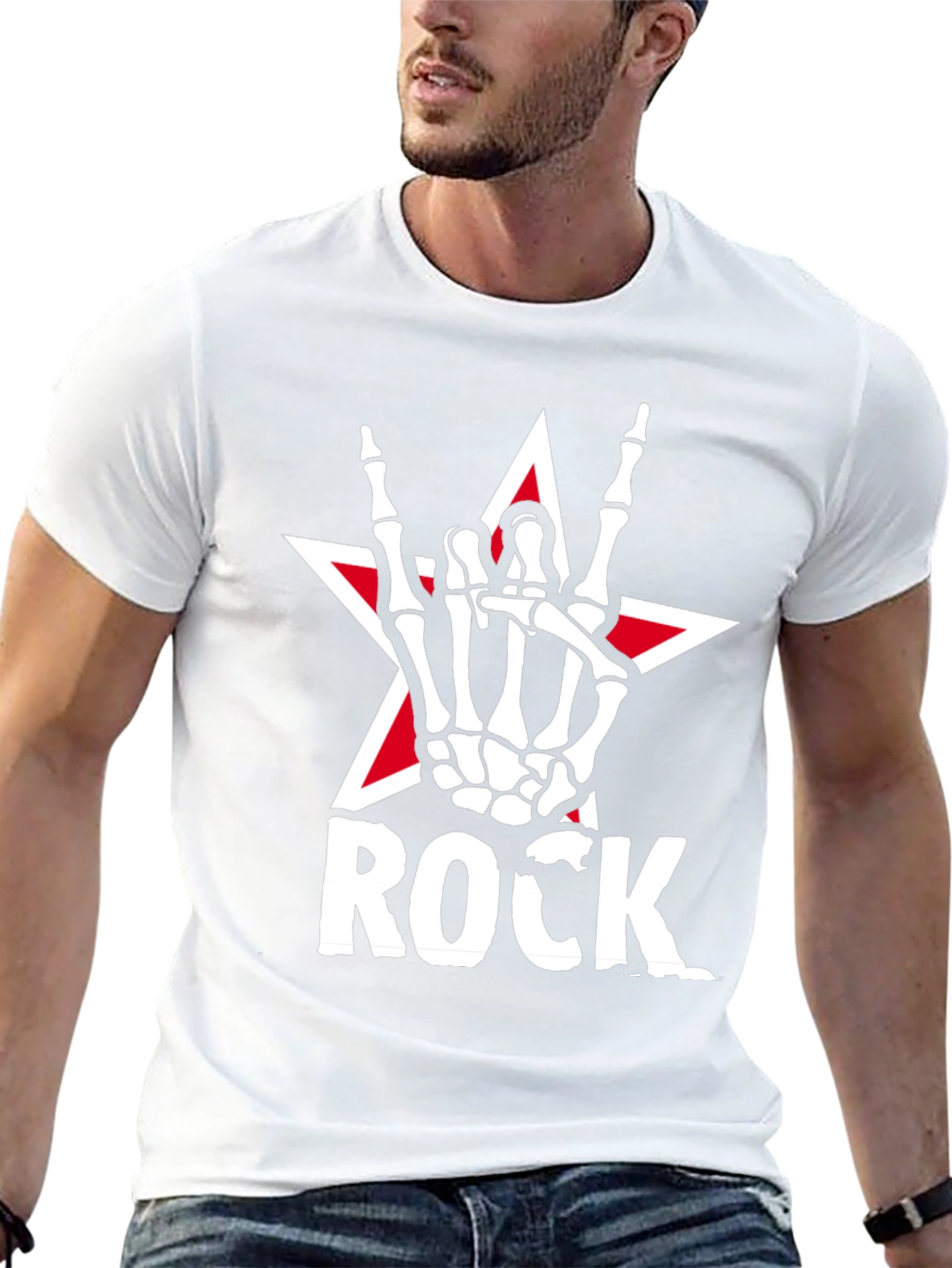Rock On Skeleton Hand Star T-Shirt