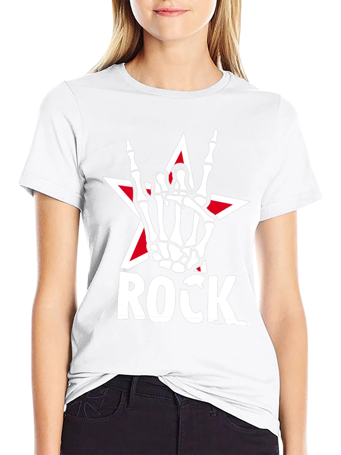 Rock On Skeleton Hand Star T-Shirt