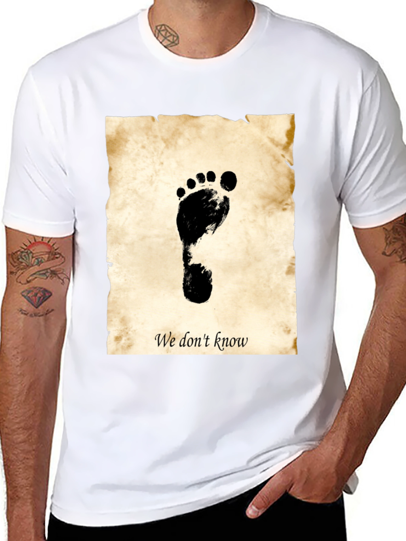 Footprint Graphic T-Shirt - We Dont Know