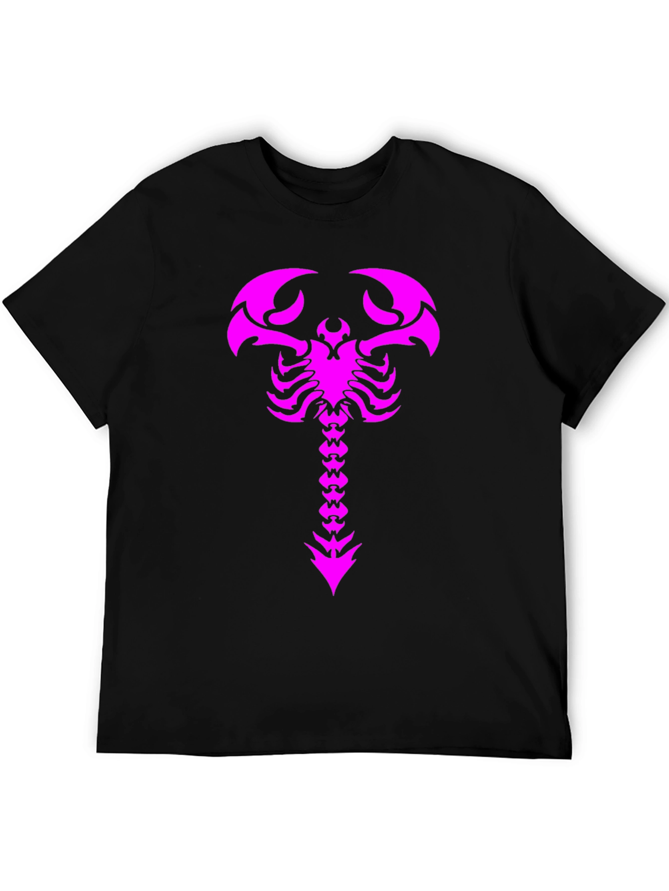Black T-Shirt with Magenta Scorpion Print