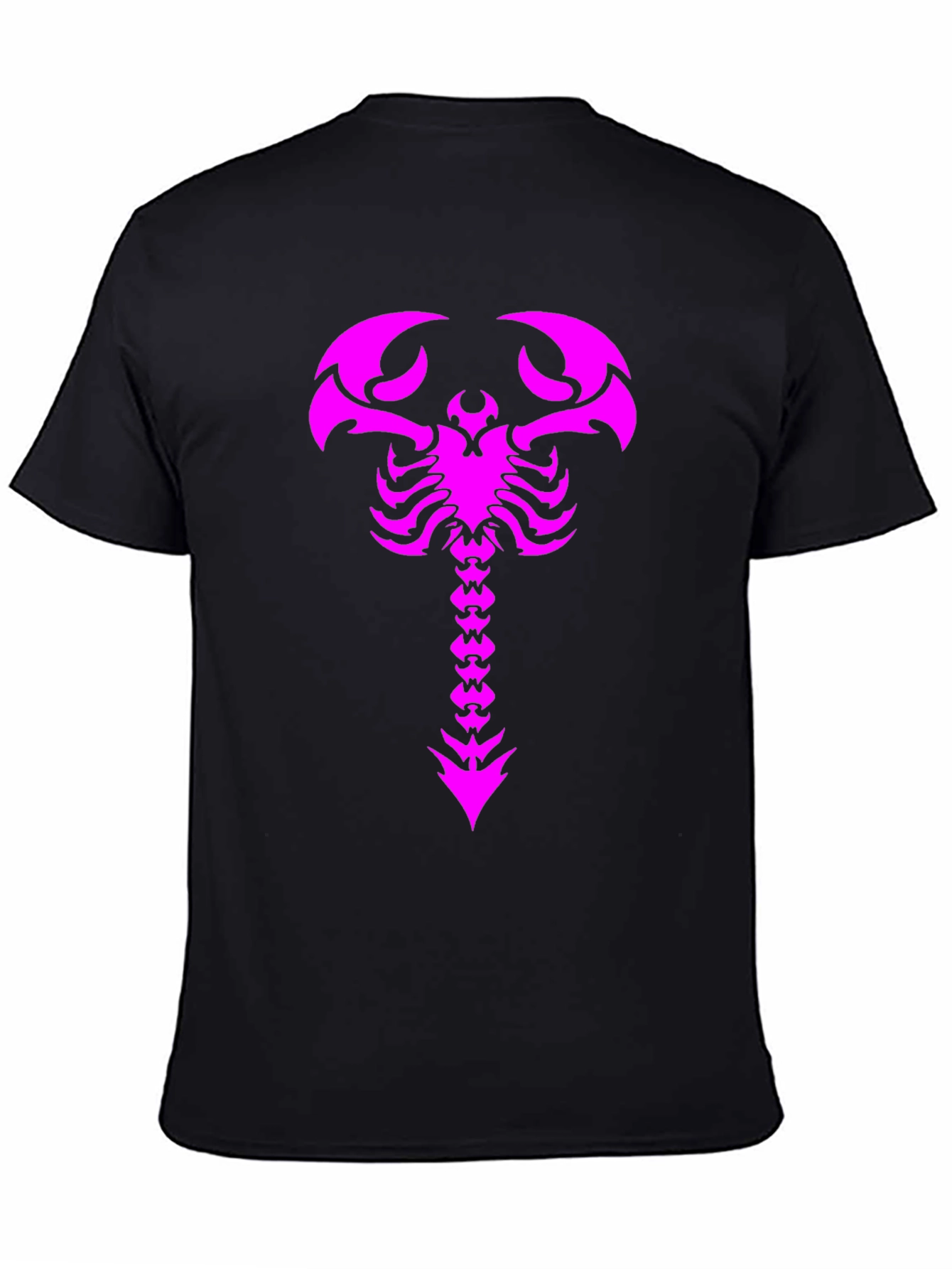 Black T-Shirt with Magenta Scorpion Print