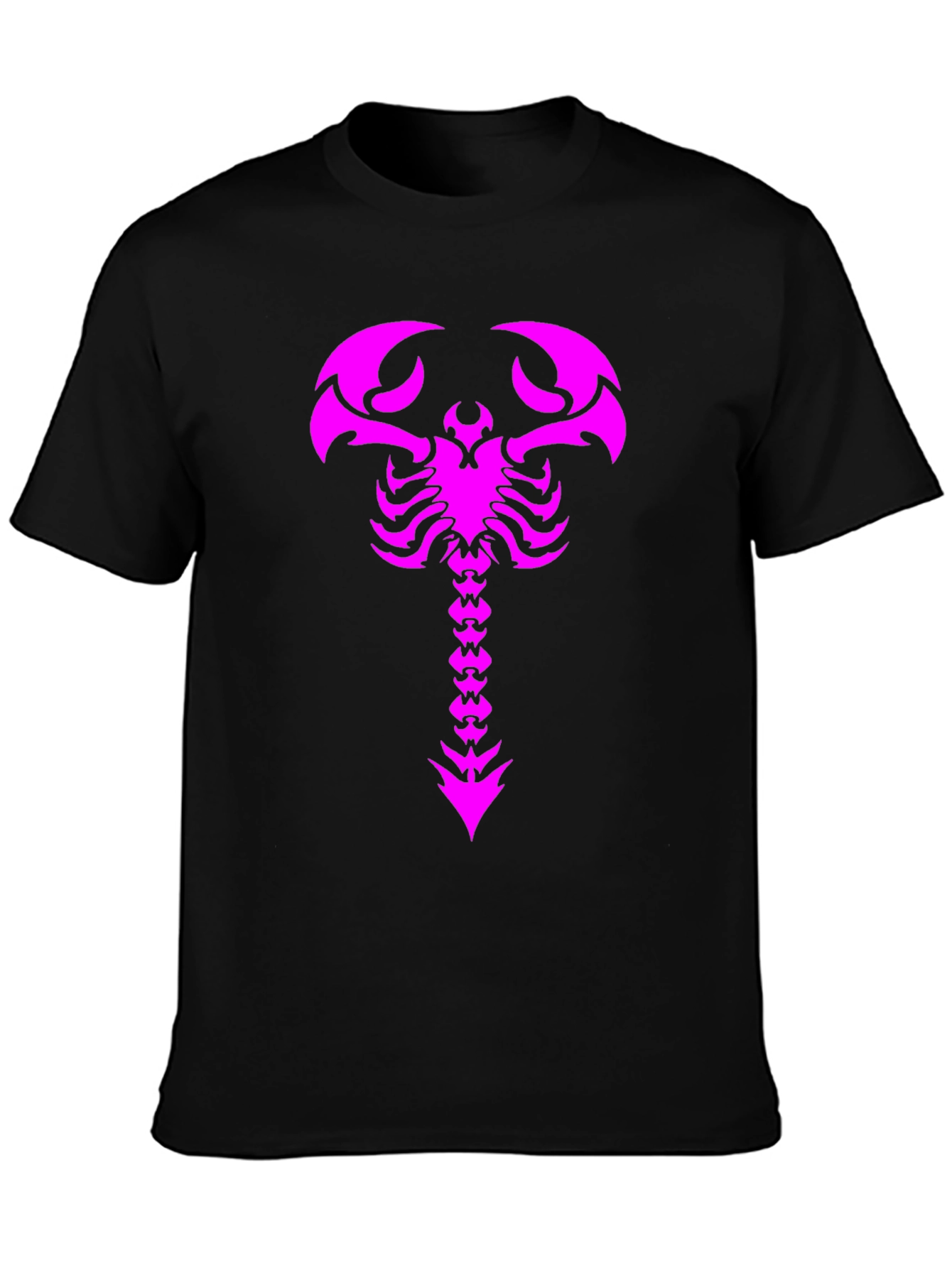 Black T-Shirt with Magenta Scorpion Print