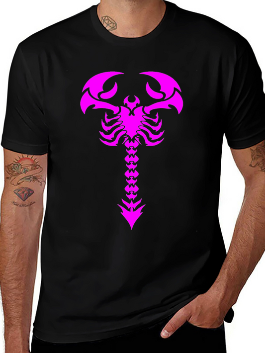 Black T-Shirt with Magenta Scorpion Print