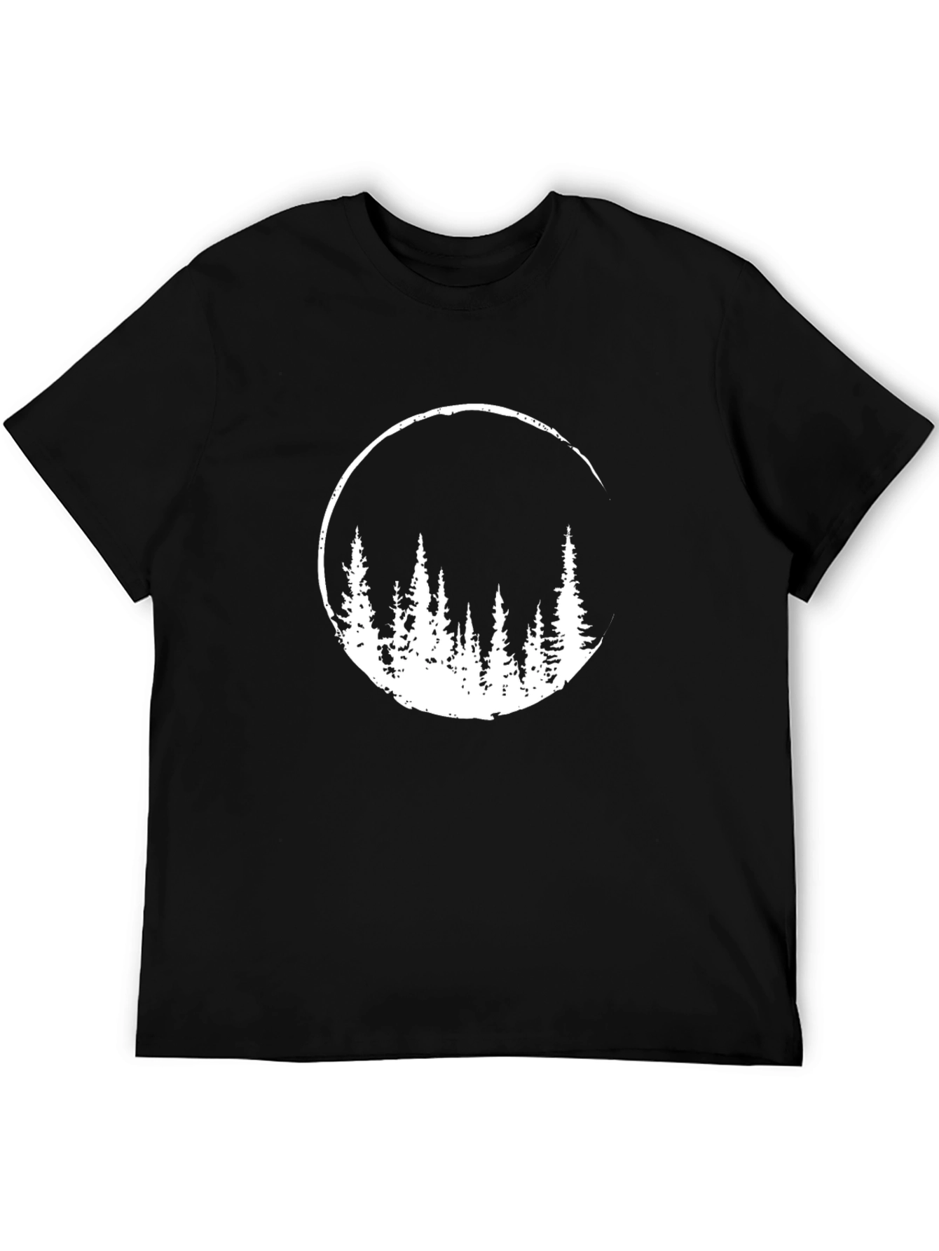 Nature Scene Graphic Tee - Black Cotton Blend Shirt