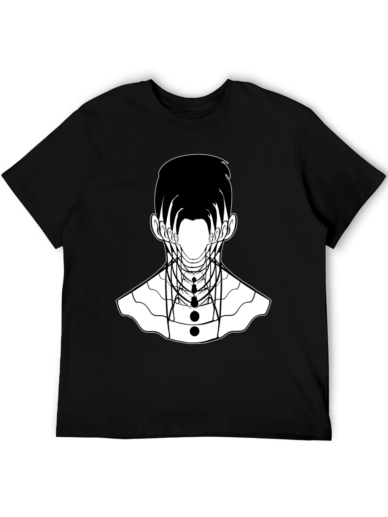 Abstract Geometric Face Graphic Black T-Shirt