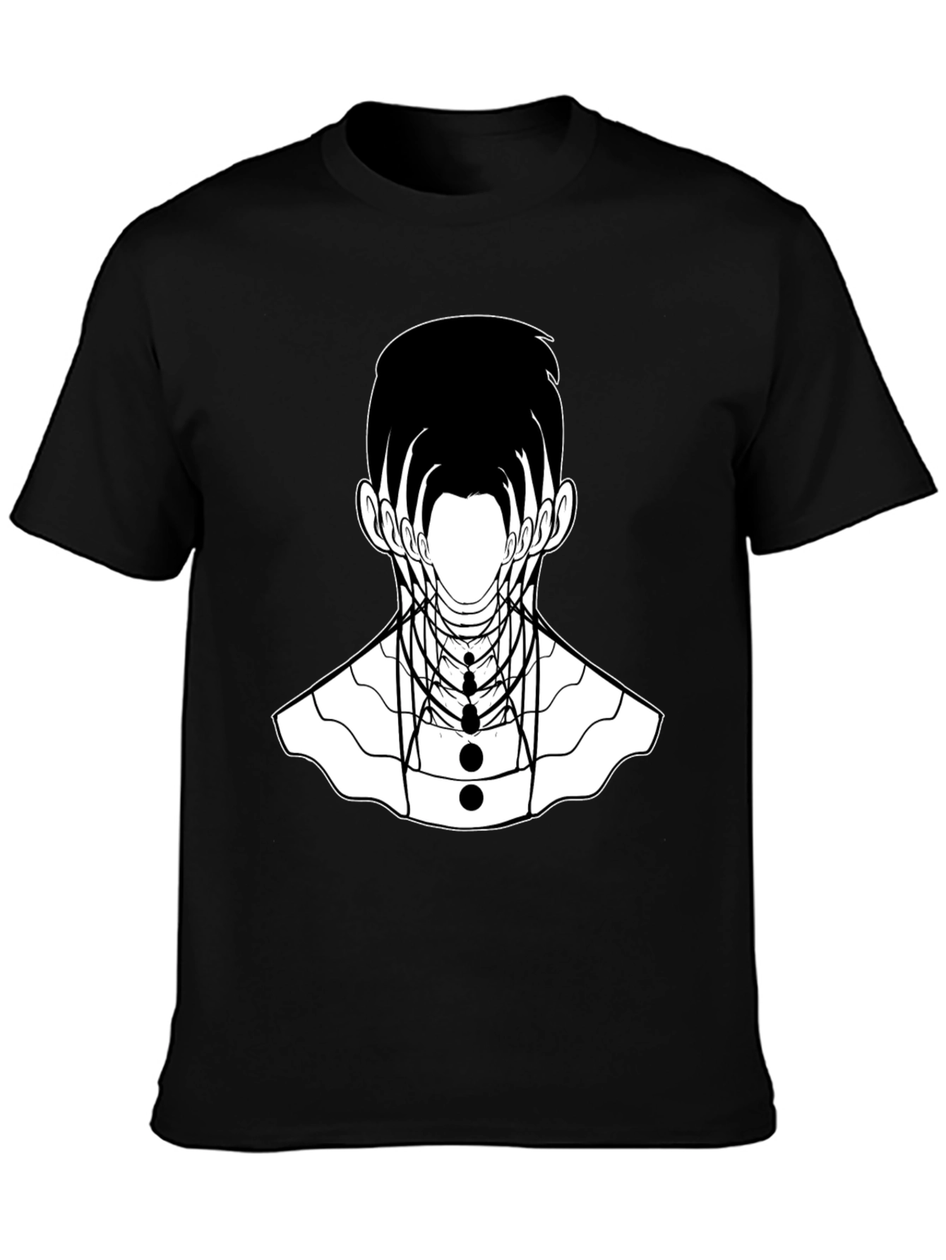 Abstract Geometric Face Graphic Black T-Shirt
