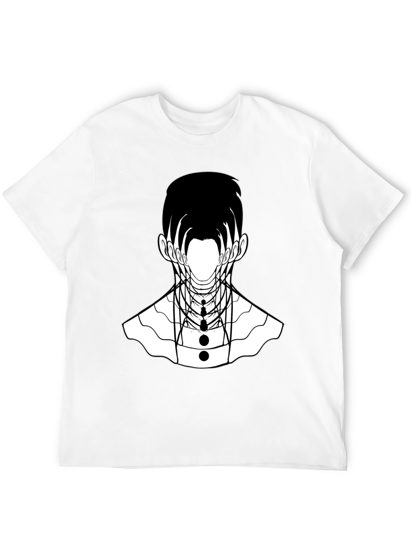 Abstract Geometric Face Graphic Black T-Shirt