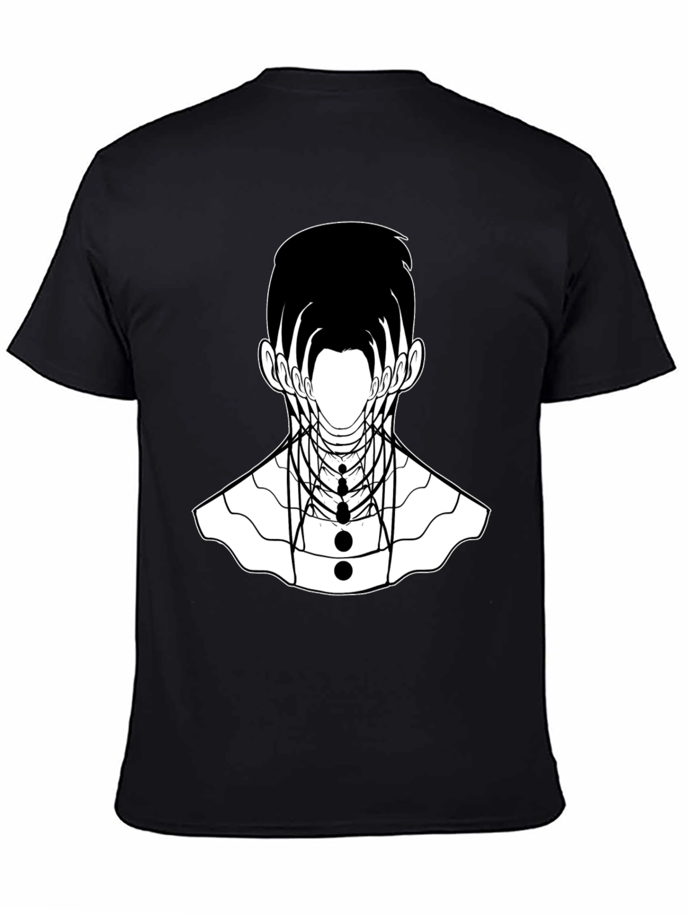 Abstract Geometric Face Graphic Black T-Shirt