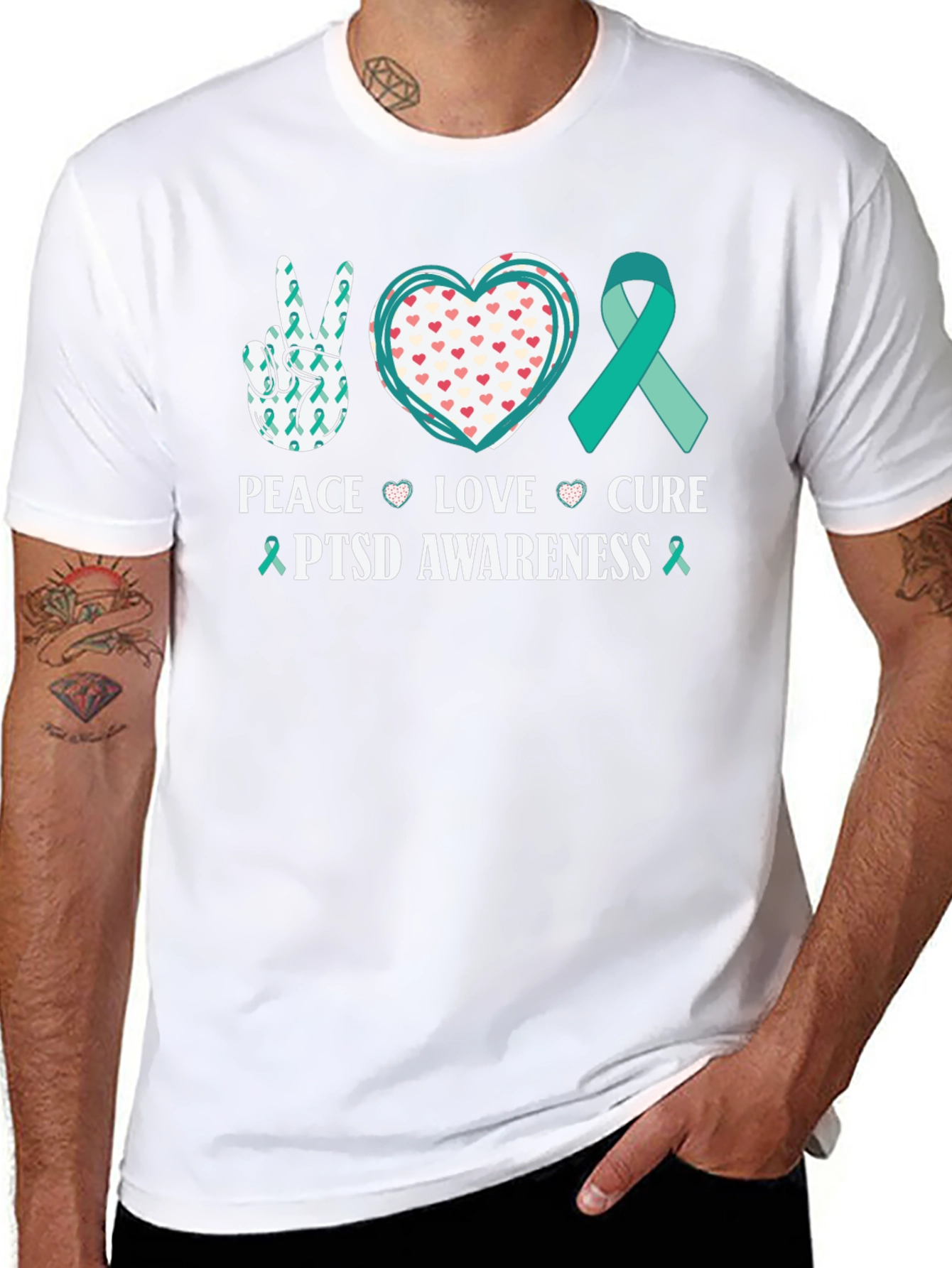 PTSD Awareness Peace Love Cure T-Shirt