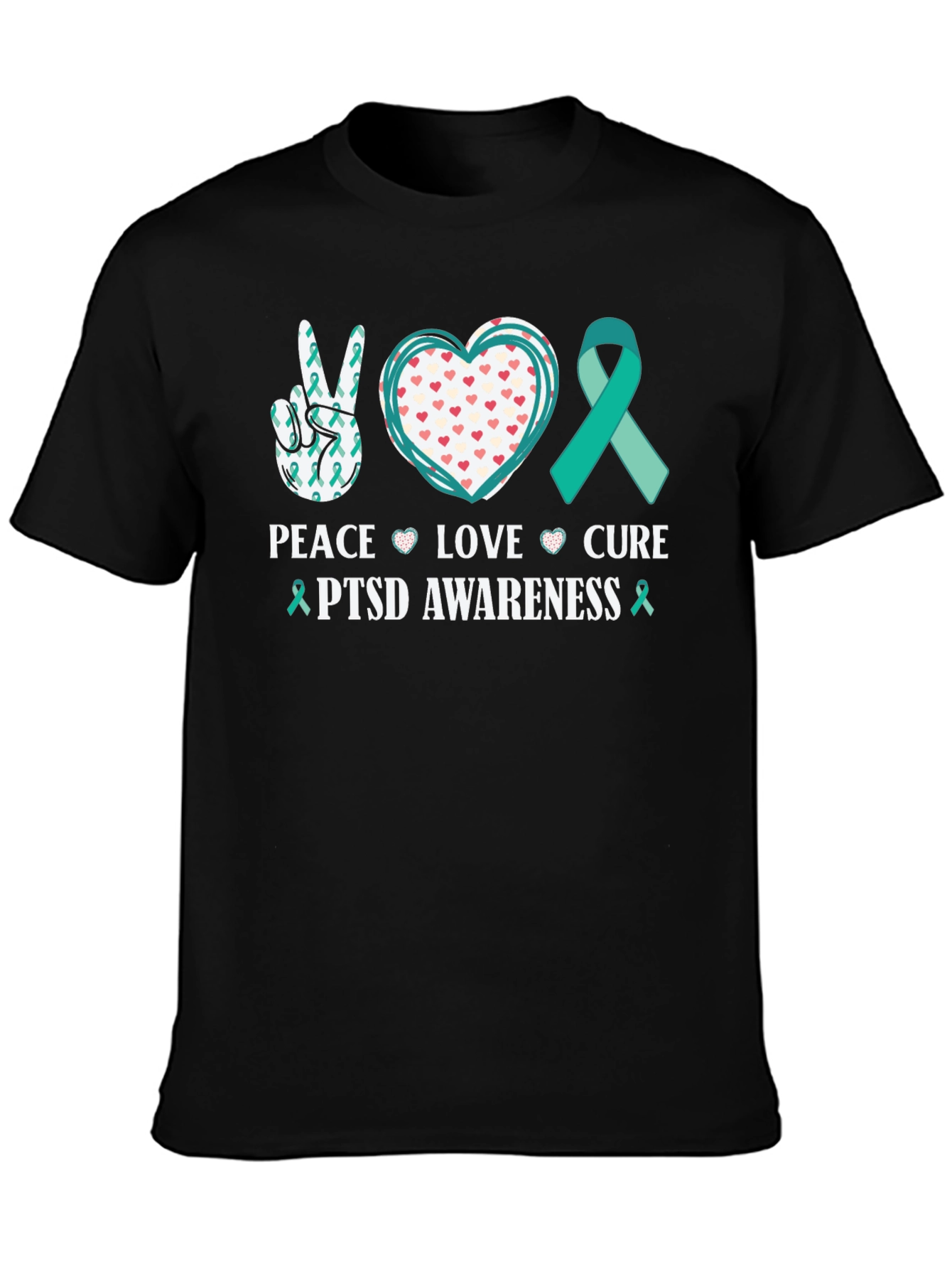PTSD Awareness Peace Love Cure T-Shirt