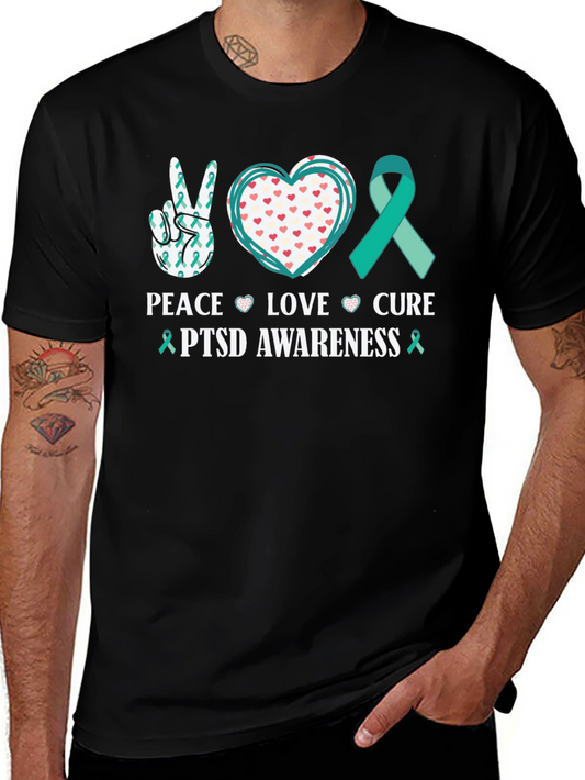 PTSD Awareness Peace Love Cure T-Shirt