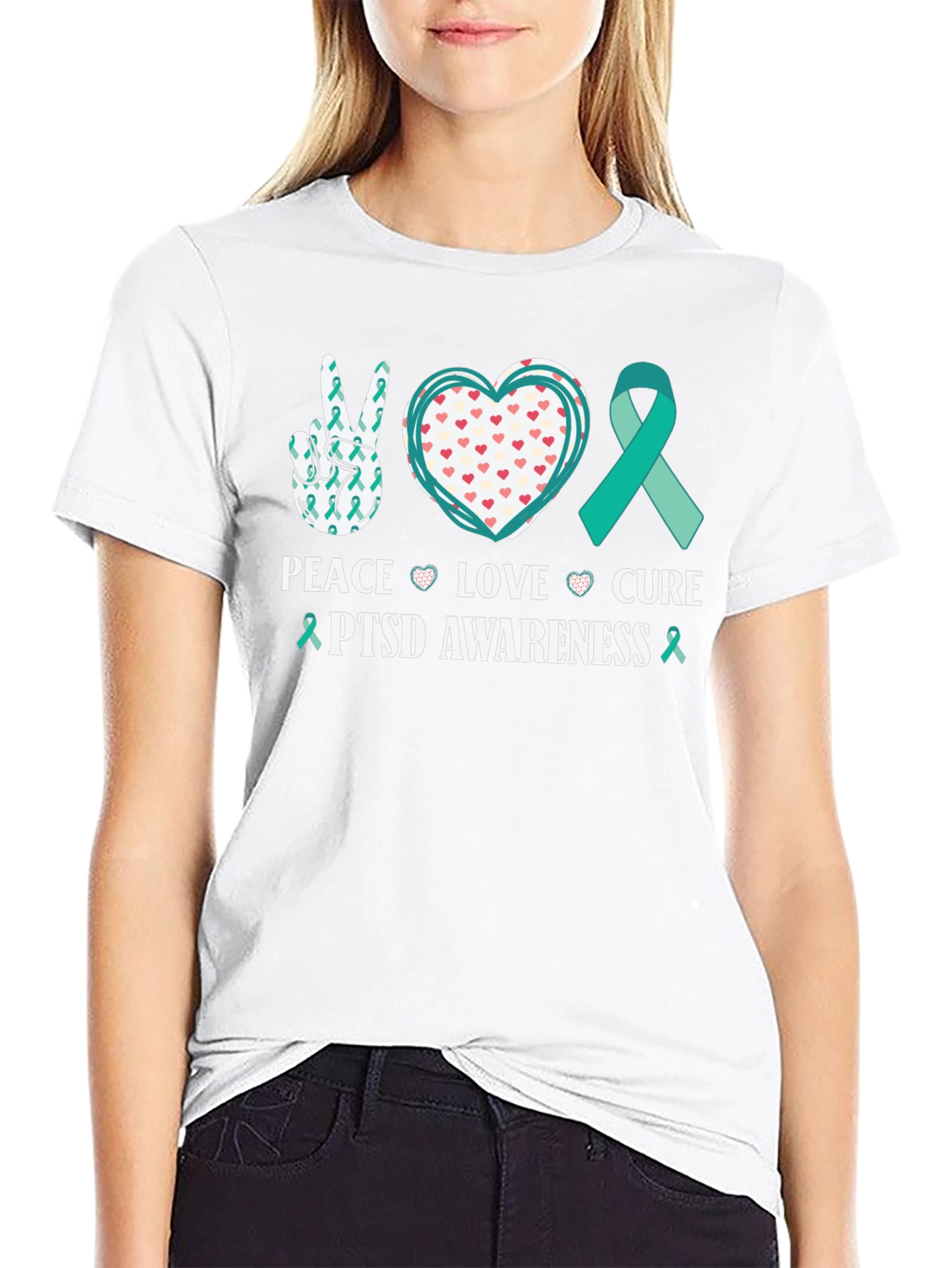PTSD Awareness Peace Love Cure T-Shirt