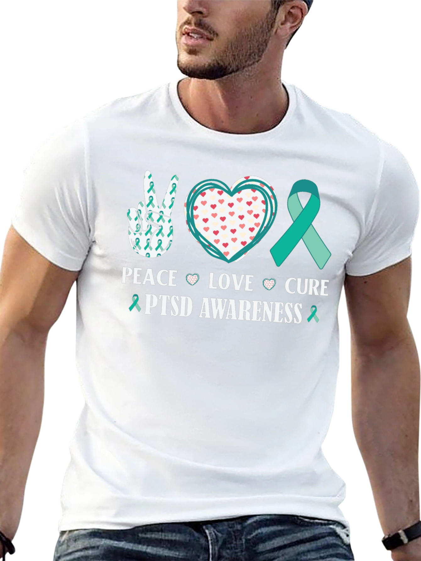 PTSD Awareness Peace Love Cure T-Shirt