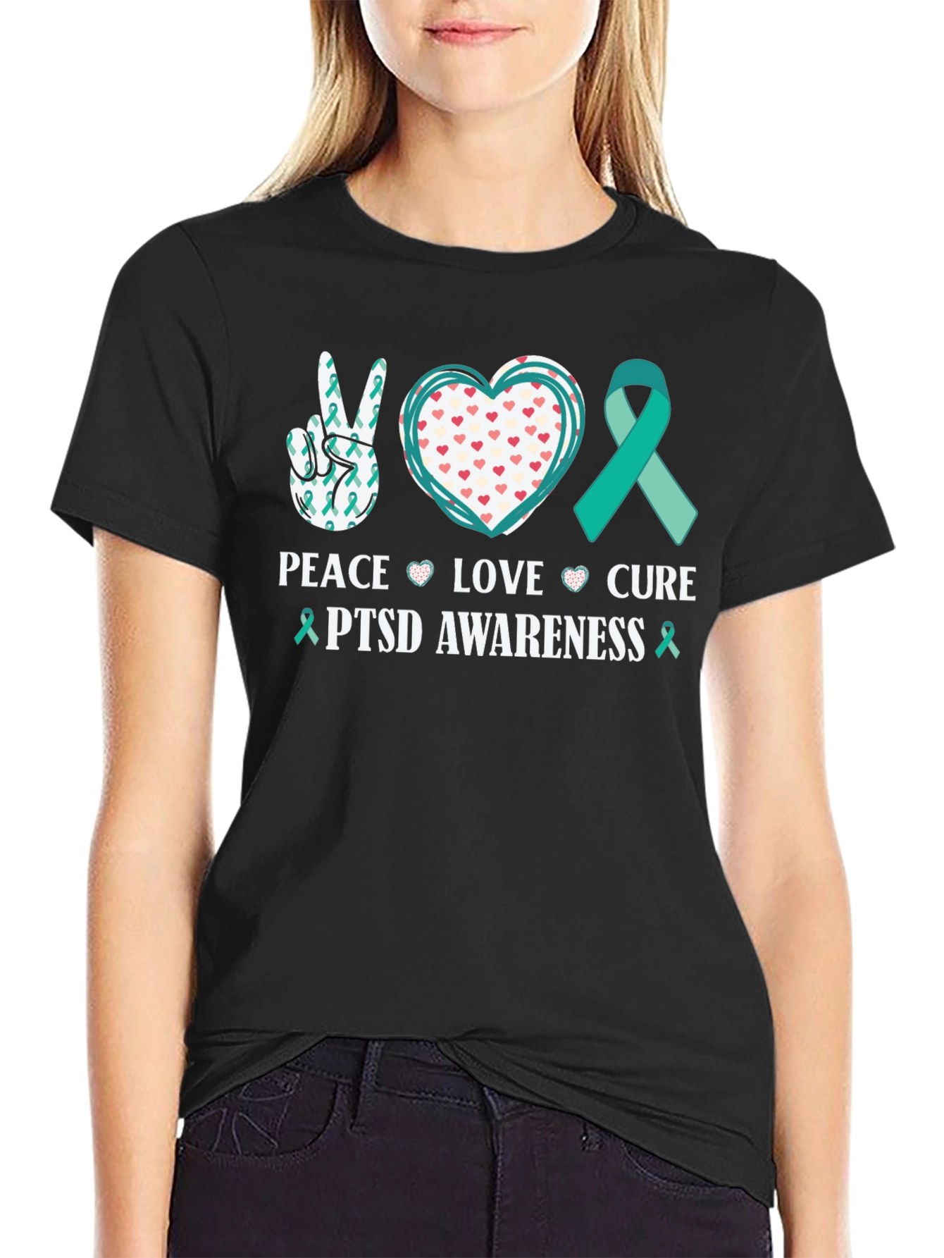 PTSD Awareness Peace Love Cure T-Shirt