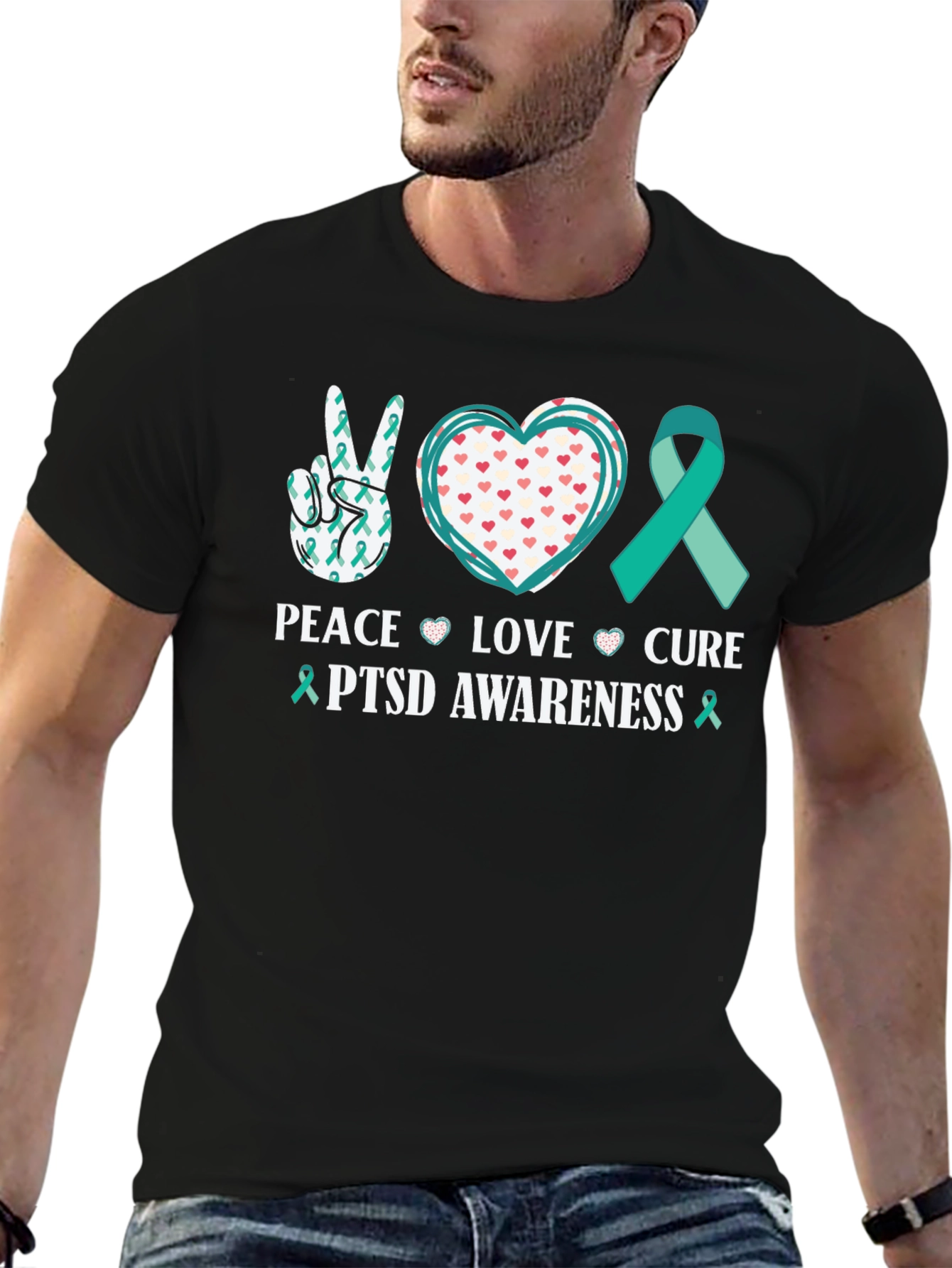 PTSD Awareness Peace Love Cure T-Shirt