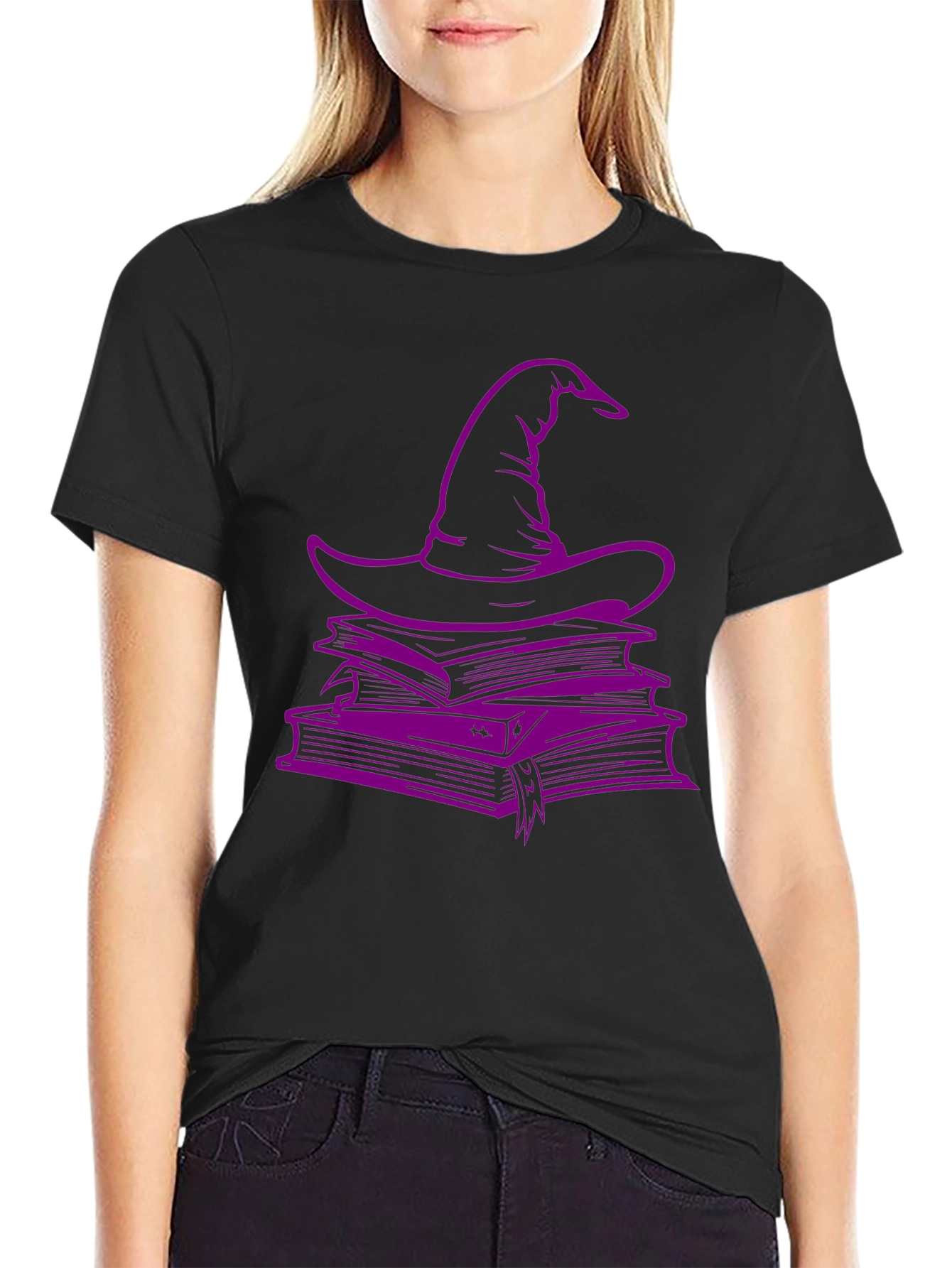 Witch Hat & Books T-Shirt - Spooky Season Style