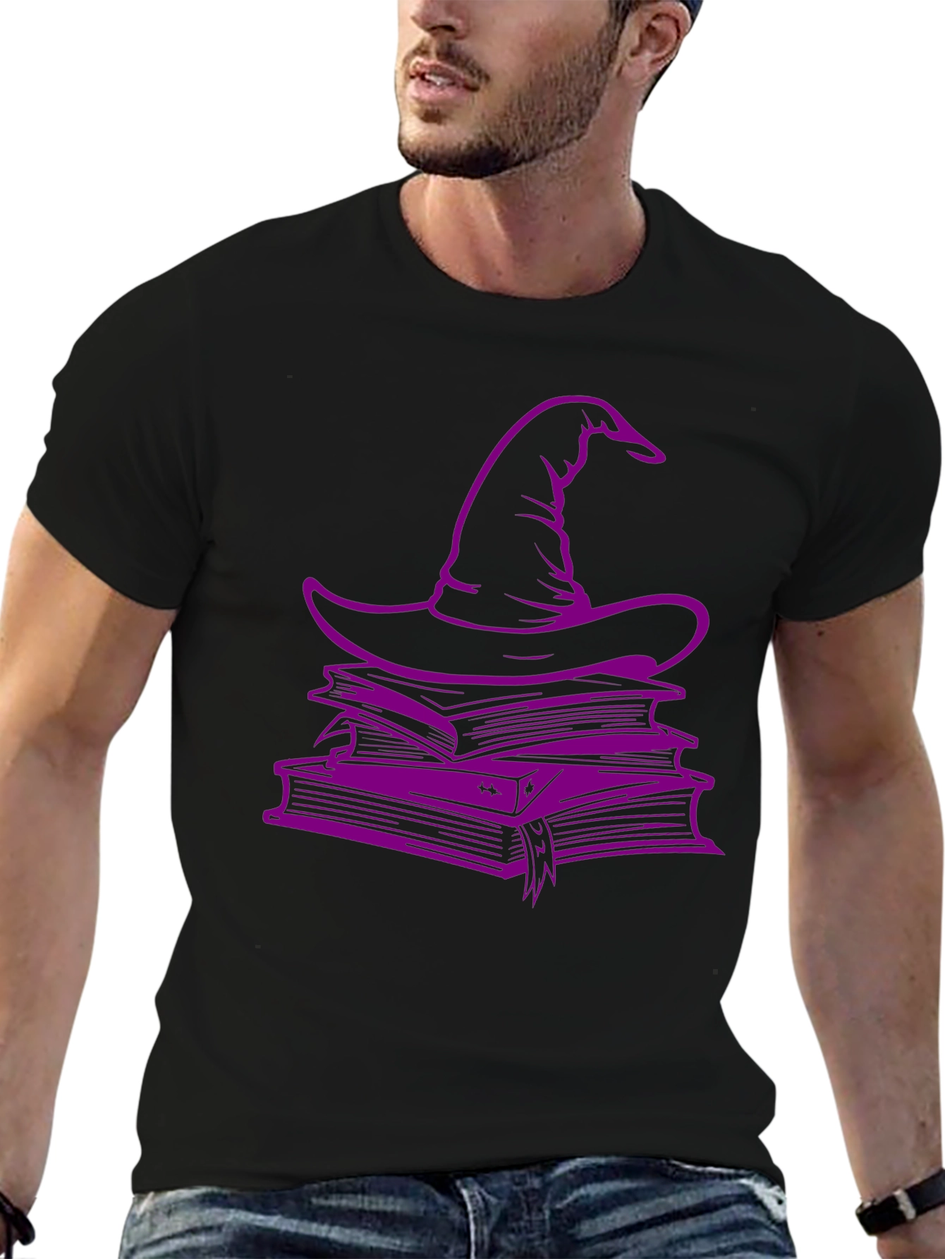 Witch Hat & Books T-Shirt - Spooky Season Style