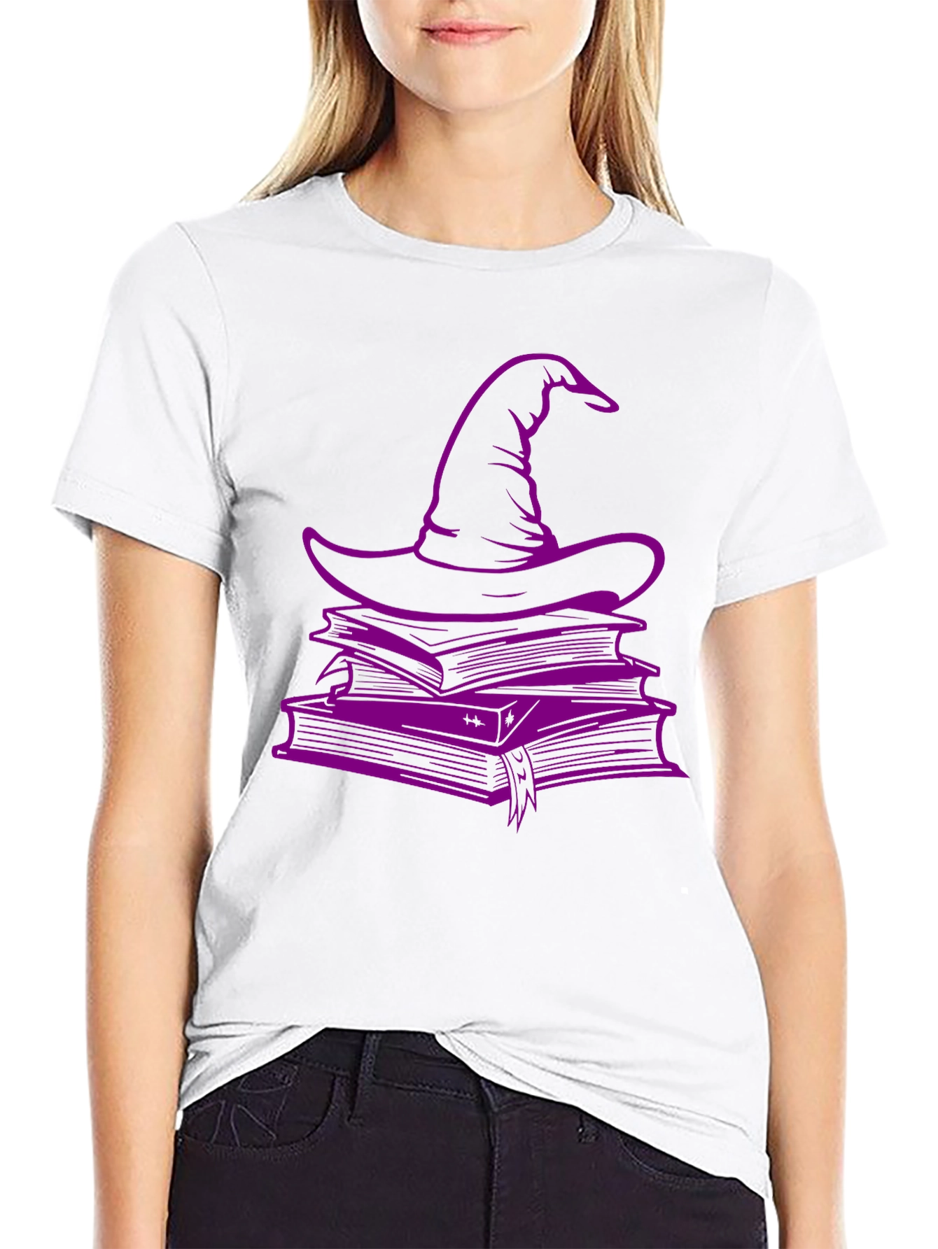 Witch Hat & Books T-Shirt - Spooky Season Style