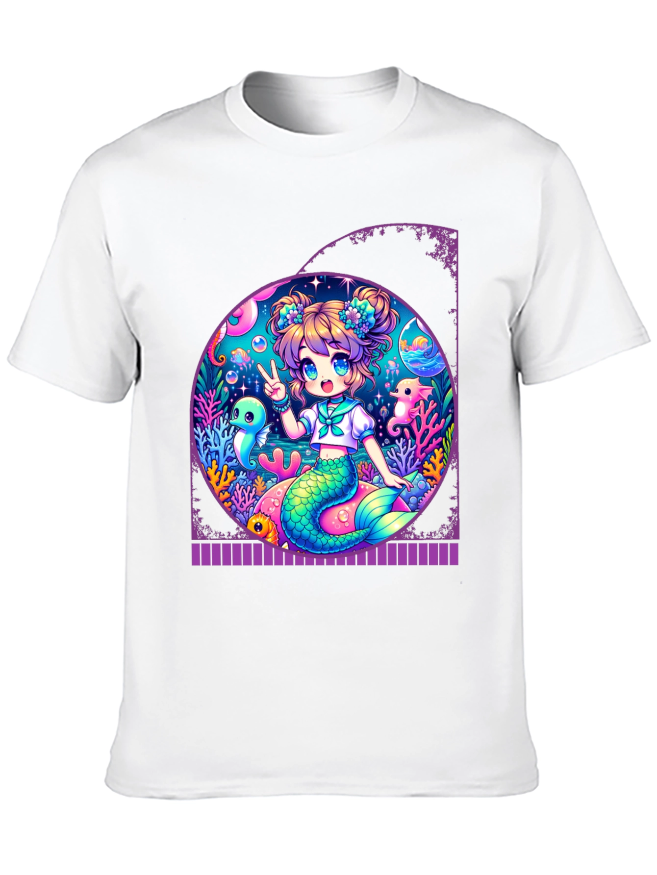 Anime Mermaid T-Shirt - Kawaii Ocean Design